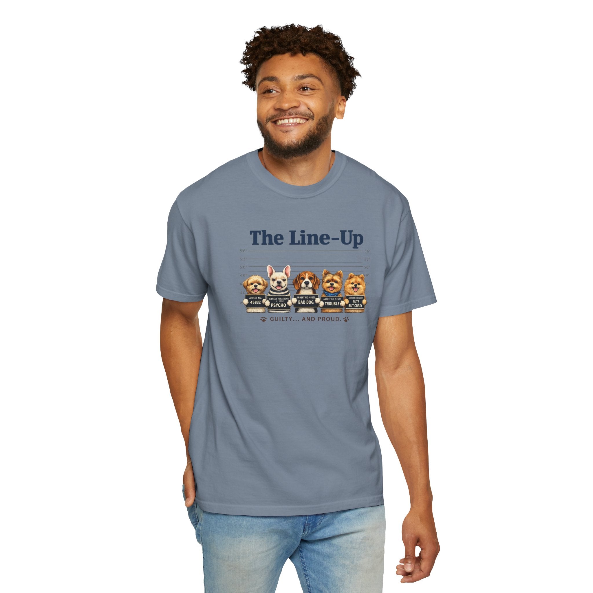 The Line-Up Cute Dog Mugshot T-Shirt — "Guilty and Adorable"