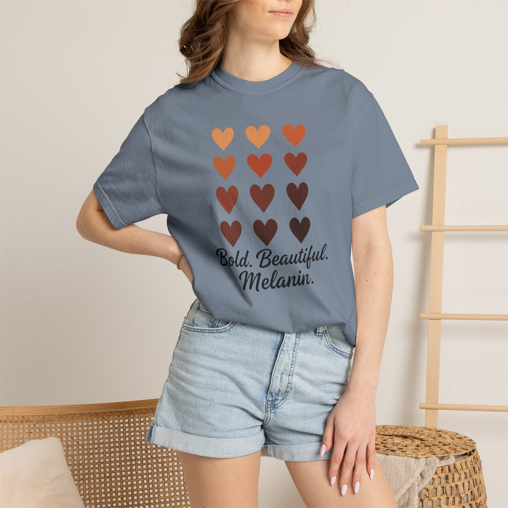 Bold Beautiful Melanin Hearts Tee