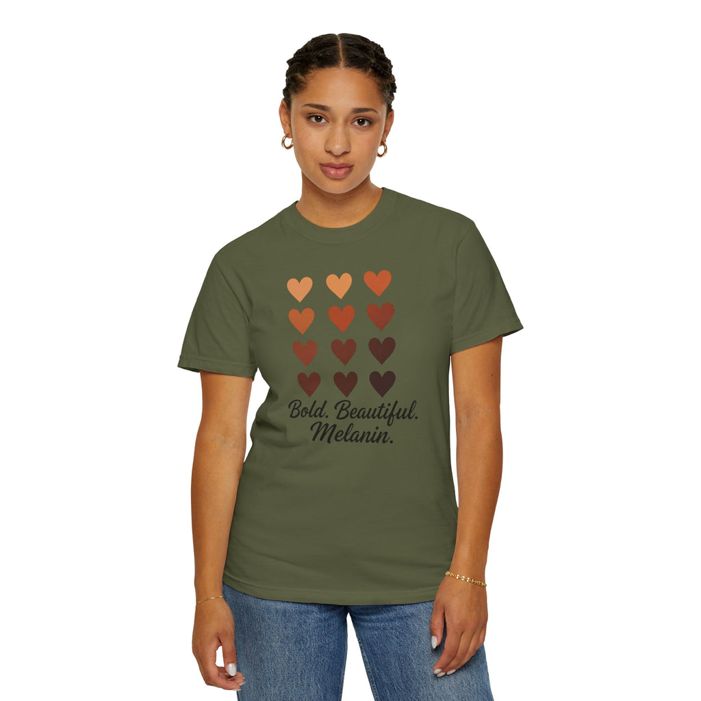 Bold Beautiful Melanin Hearts Tee
