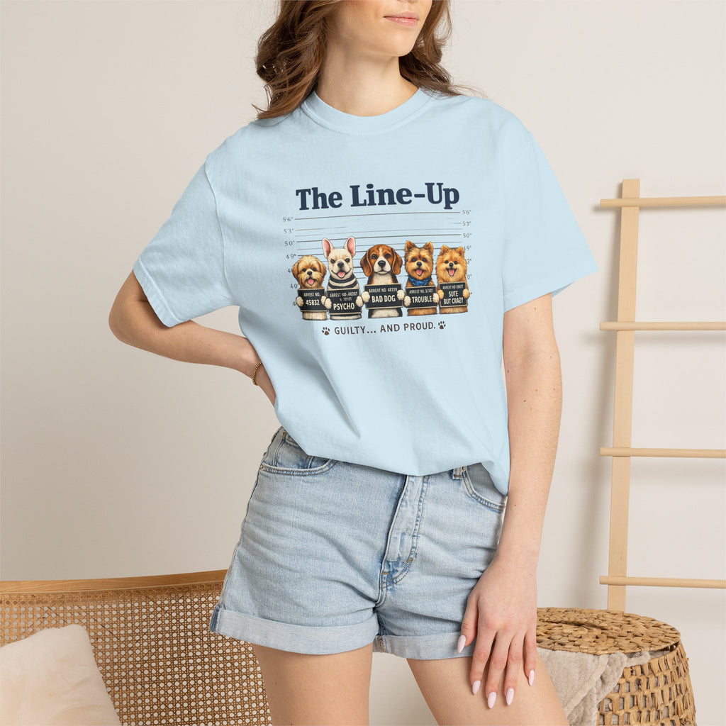 The Line-Up Cute Dog Mugshot T-Shirt — "Guilty and Adorable"