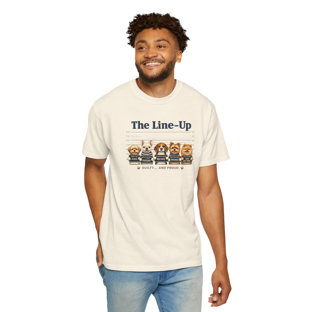 The Line-Up Cute Dog Mugshot T-Shirt — "Guilty and Adorable"