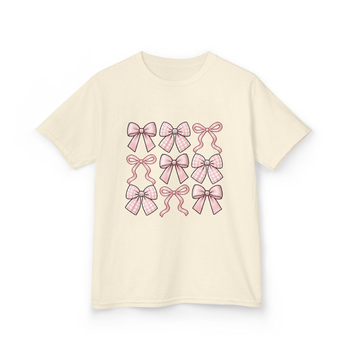 Pretty in Bows Girls’ Tee – Pink Ribbon Grid Shirt