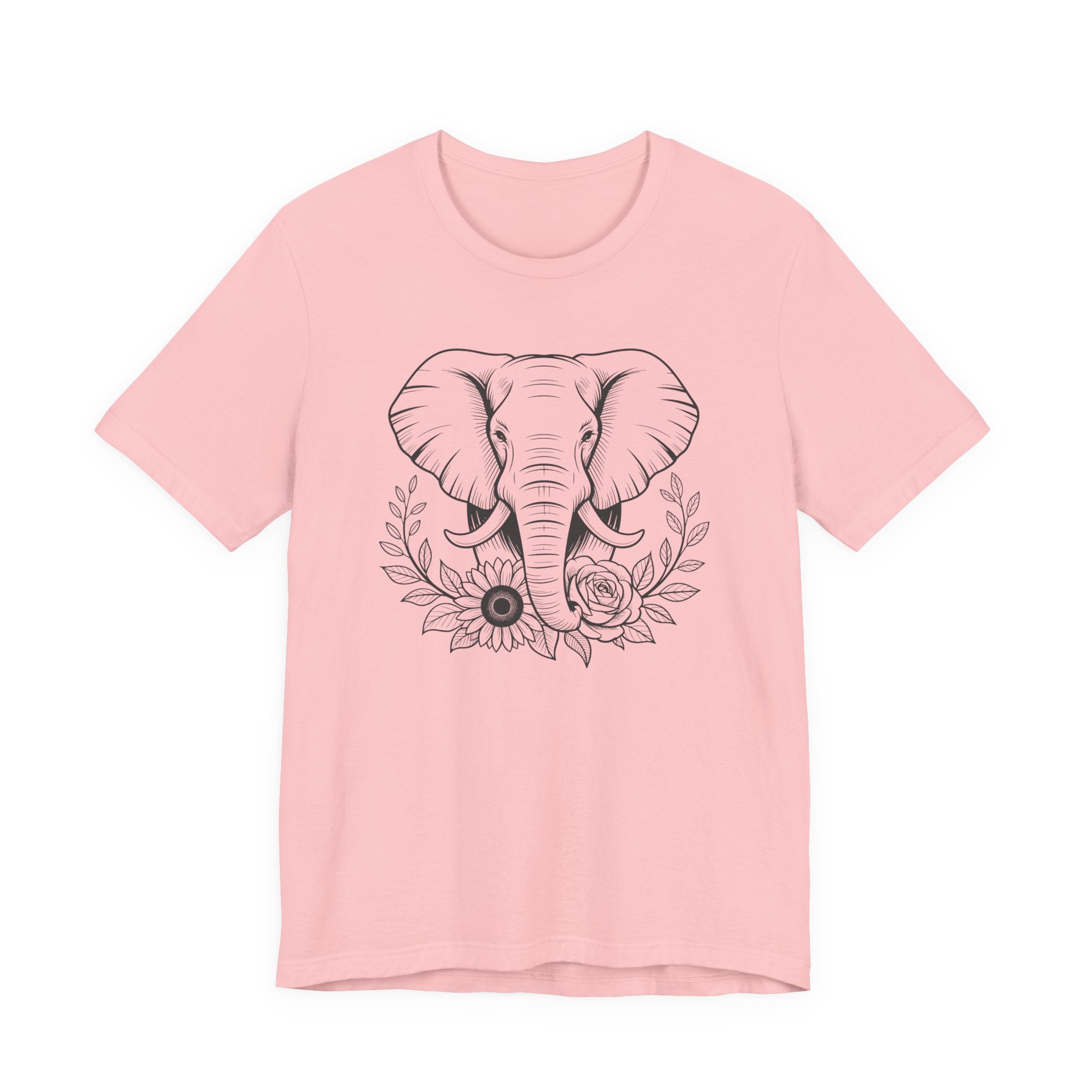 Elephant & Floral Strength T-Shirt — "Strength Meets Beauty"