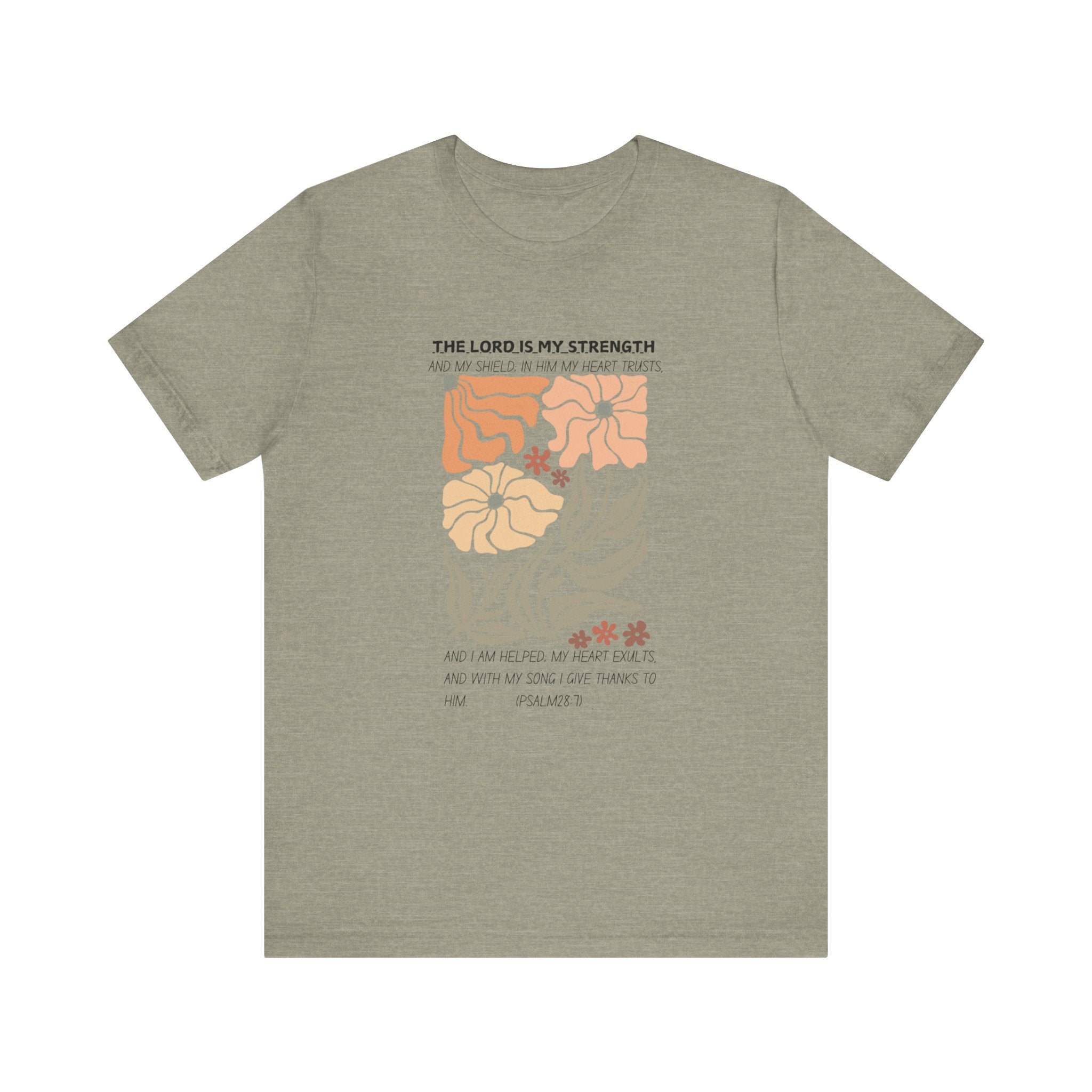 Boho Retro Flower T-shirt with Psalm 28:7 Tee