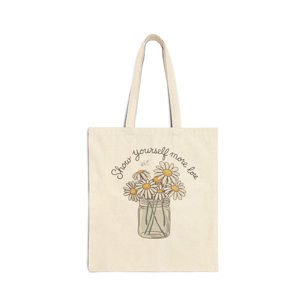 “Show Yourself More Love” Daisy Mason Jar Tote
