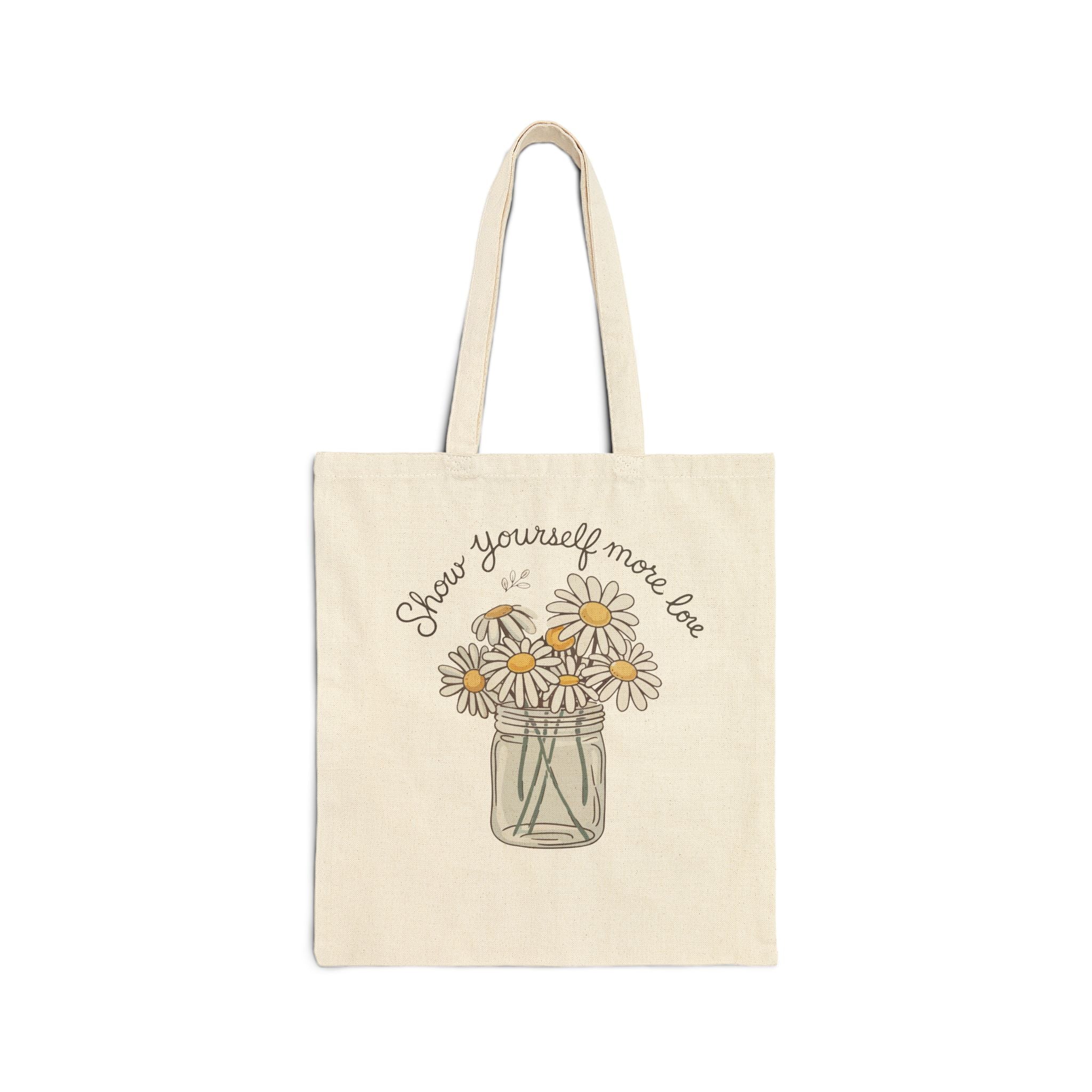 “Show Yourself More Love” Daisy Mason Jar Tote