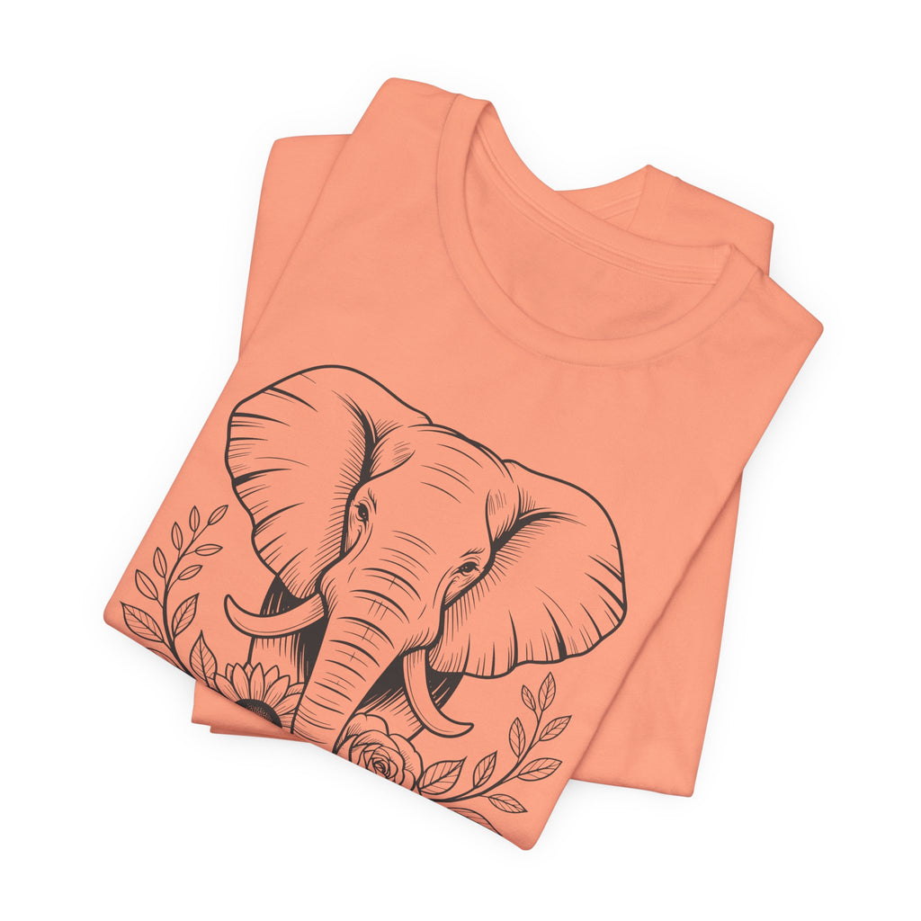 Elephant & Floral Strength T-Shirt — "Strength Meets Beauty"