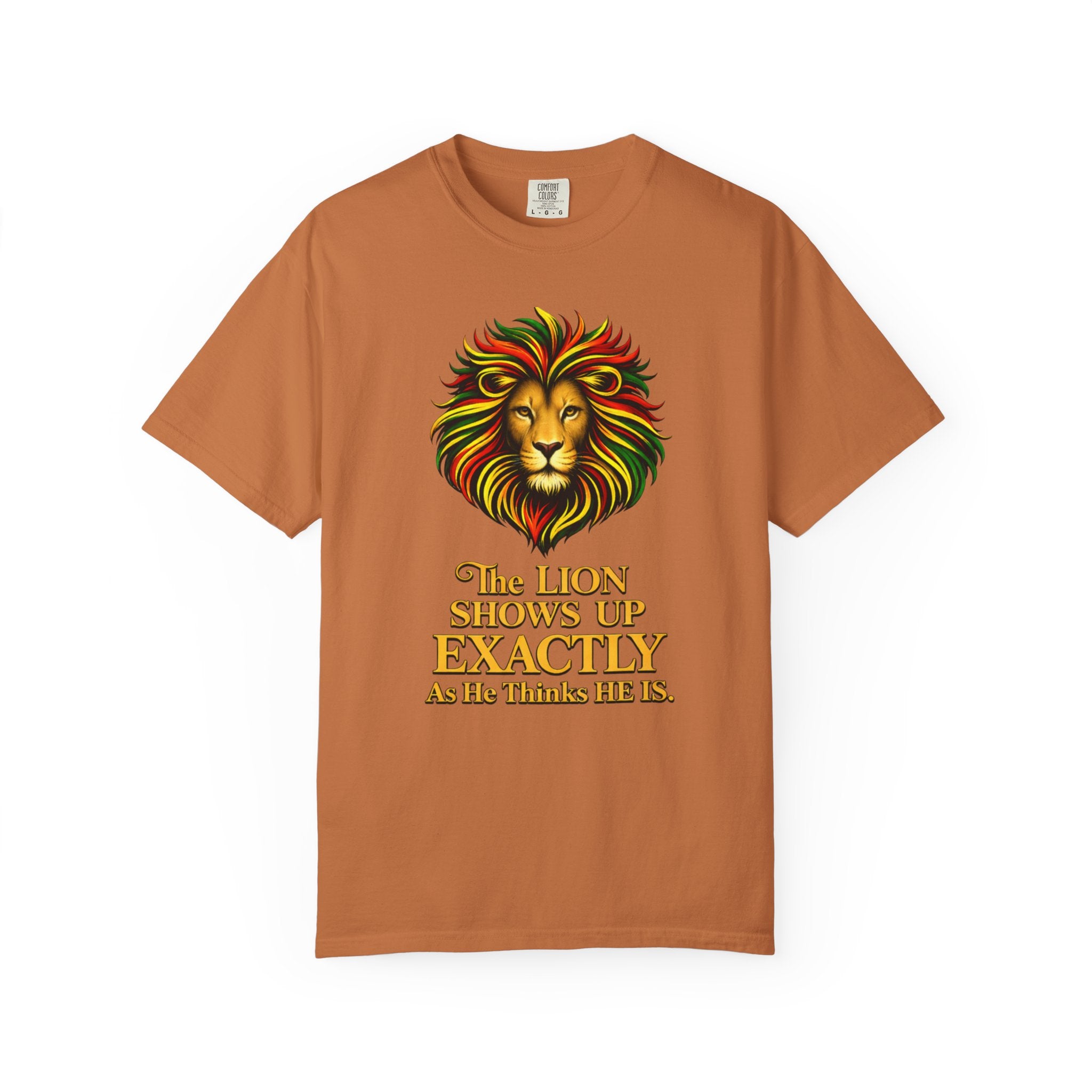 Lion T-Shirt — "The Lion Shows Up Exactly As He Thinks He Is" BLACK COLLECTION