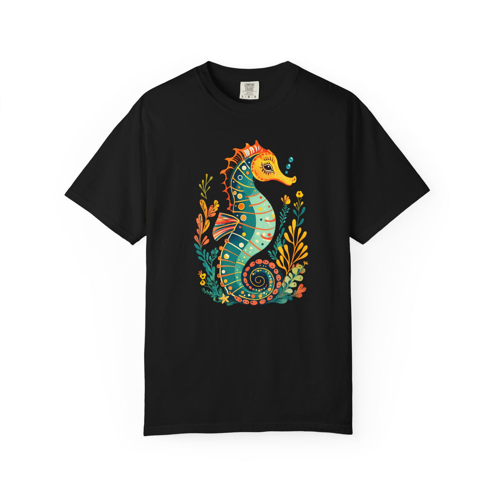 Seahorse Floral T-Shirt — Colorful Ocean Illustration Tee