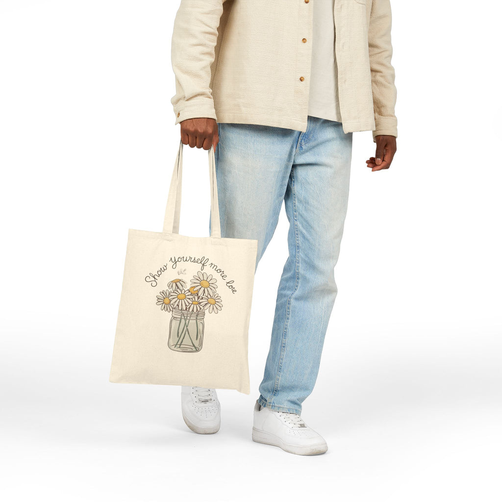 “Show Yourself More Love” Daisy Mason Jar Tote