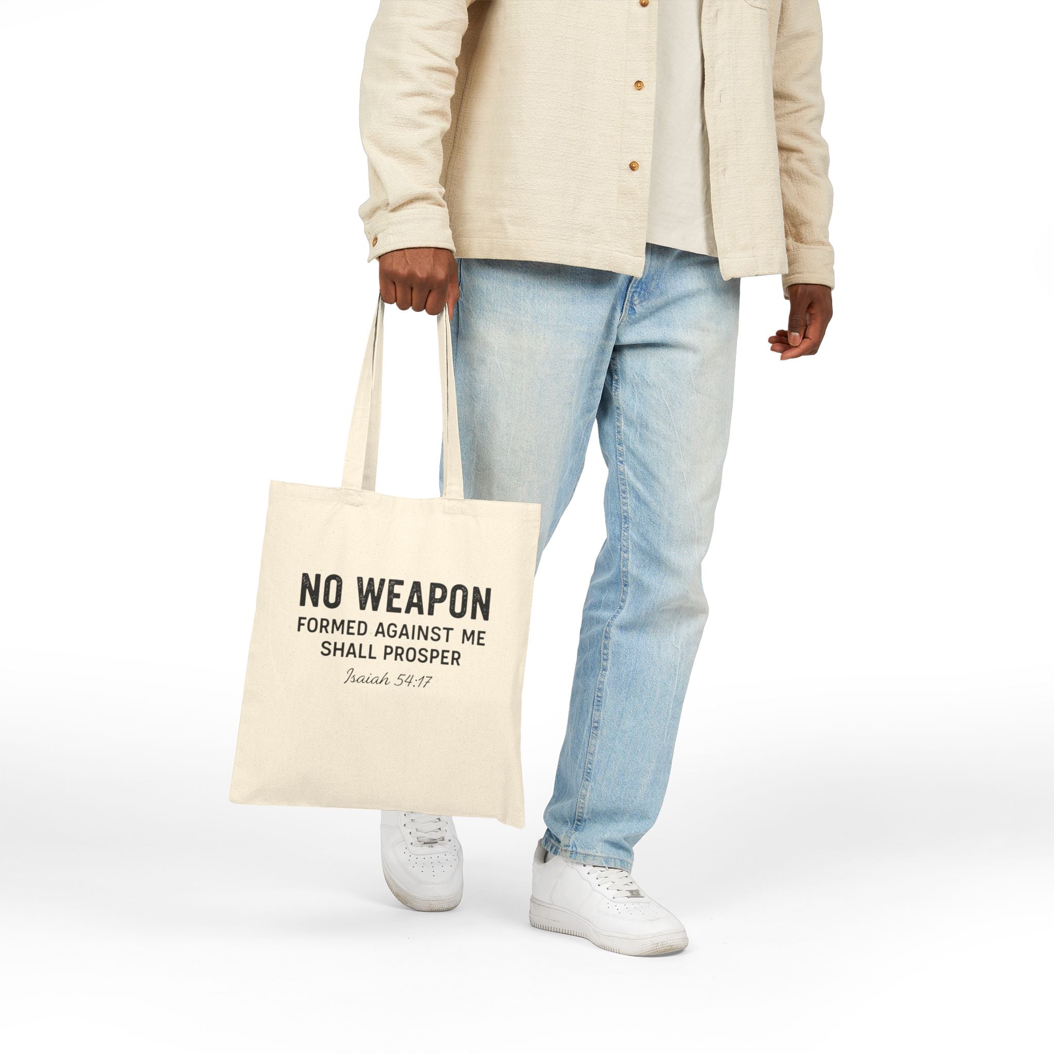 "No Weapon Formed Against Me Shall Prosper" Isaiah 54:17 Tote