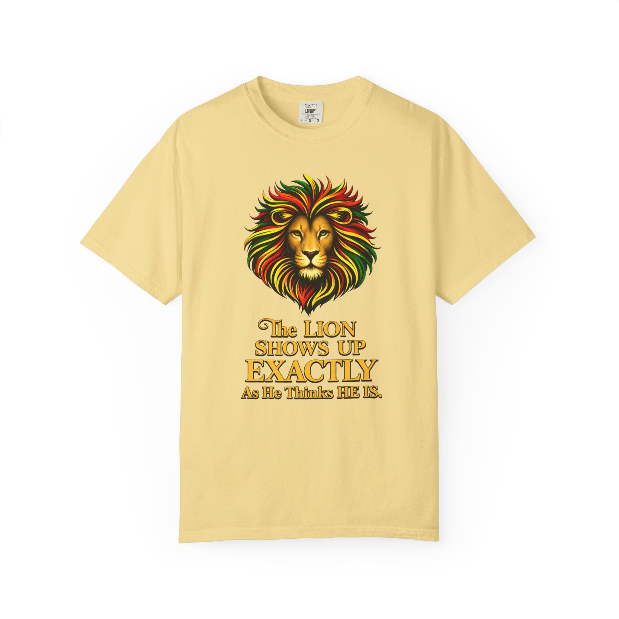 Lion T-Shirt — "The Lion Shows Up Exactly As He Thinks He Is" BLACK COLLECTION