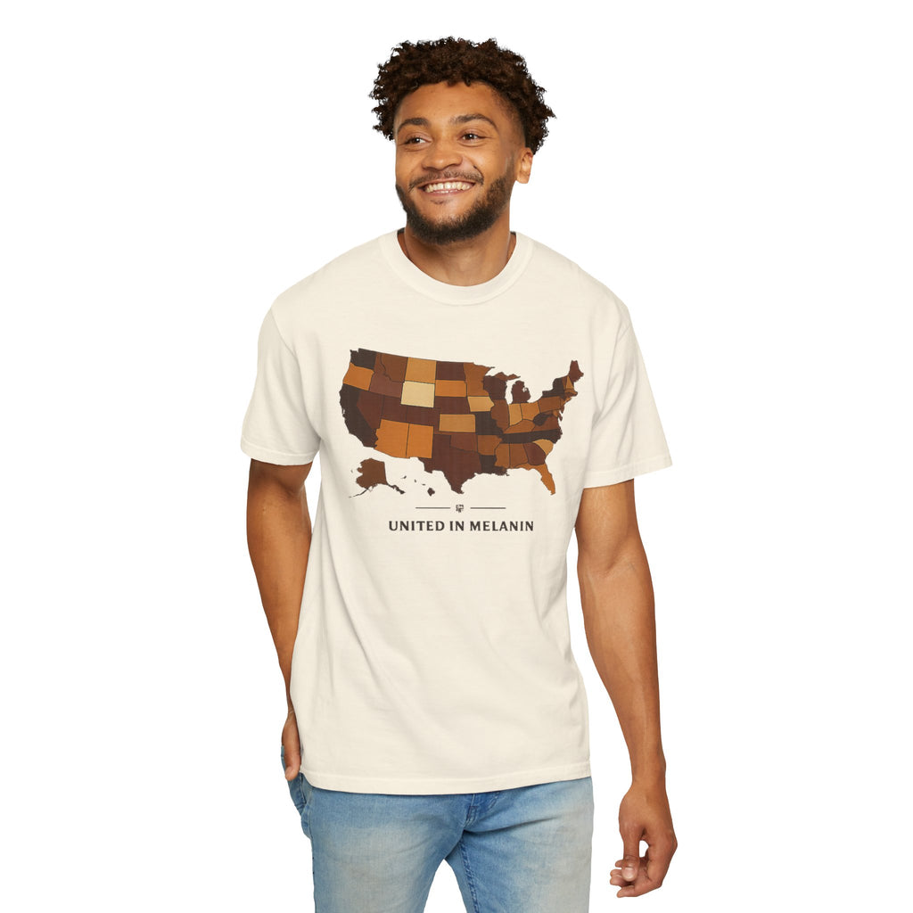 United in Melanin T-Shirt — Brown Shades USA Map Pride Tee