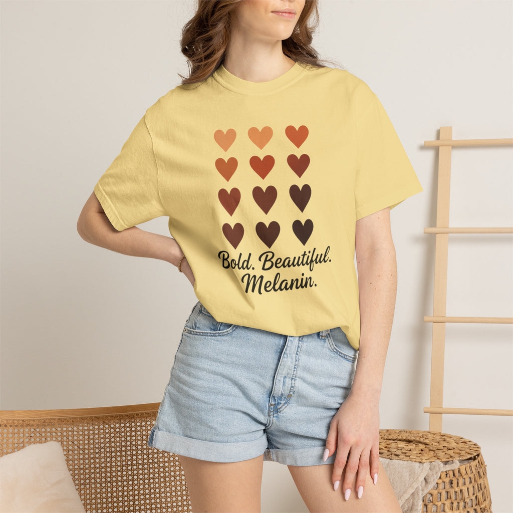 Bold Beautiful Melanin Hearts Tee