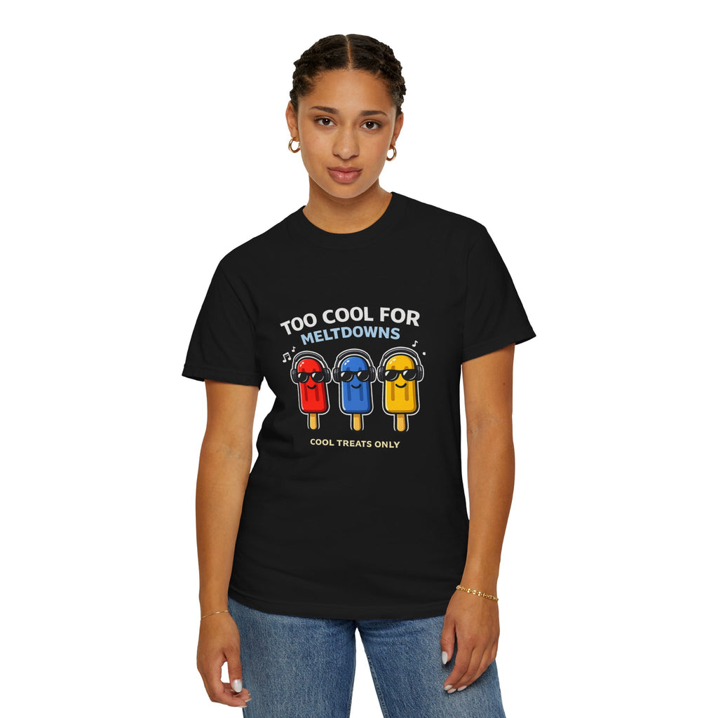 3 Cool Popsicles Graphic T-Shirt — "Too Cool for Meltdowns" Summer Tee
