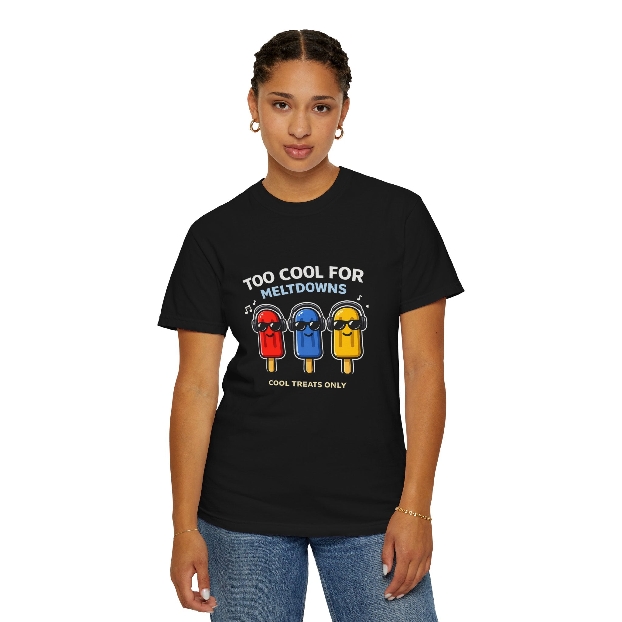 3 Cool Popsicles Graphic T-Shirt — "Too Cool for Meltdowns" Summer Tee