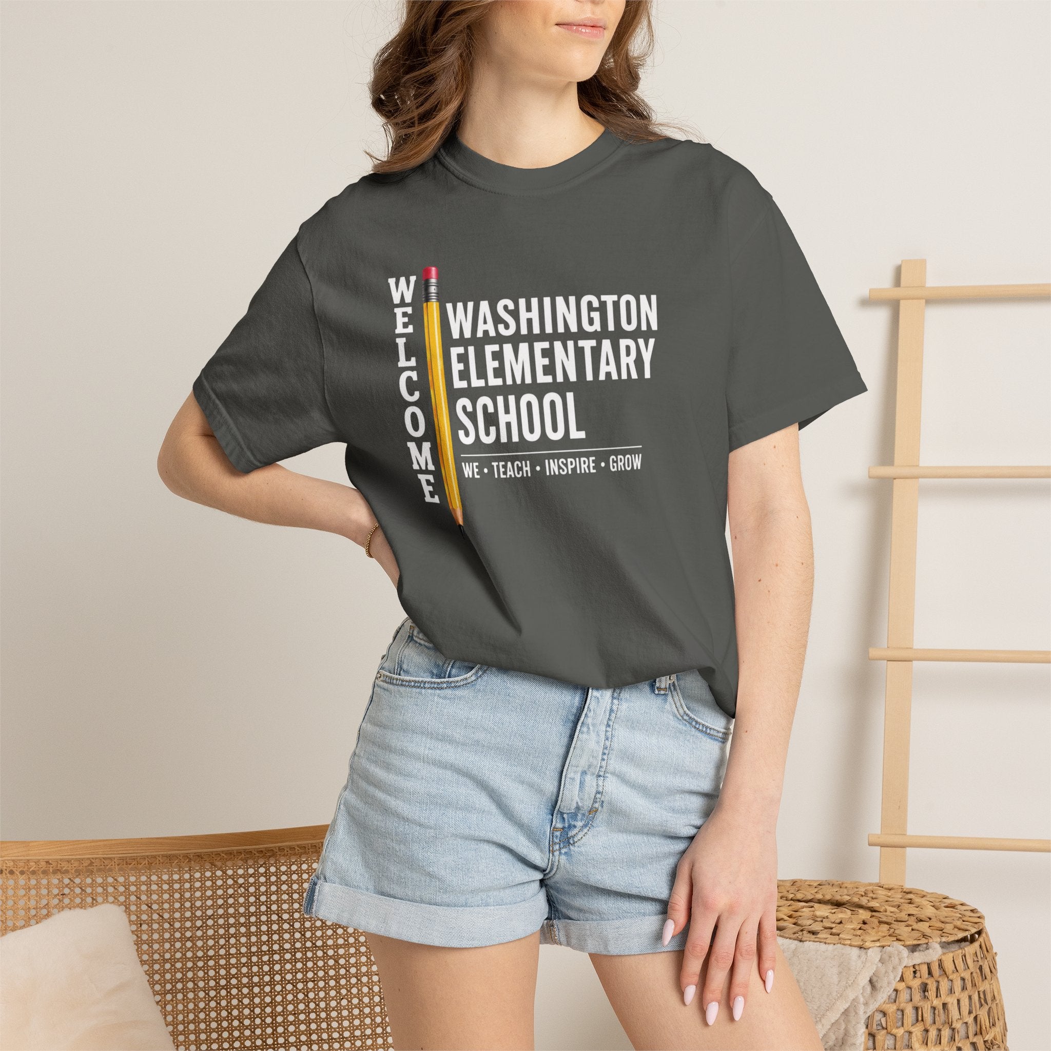 Washington Elementary School Welcome T-Shirt — 'Welcome' Pencil Design