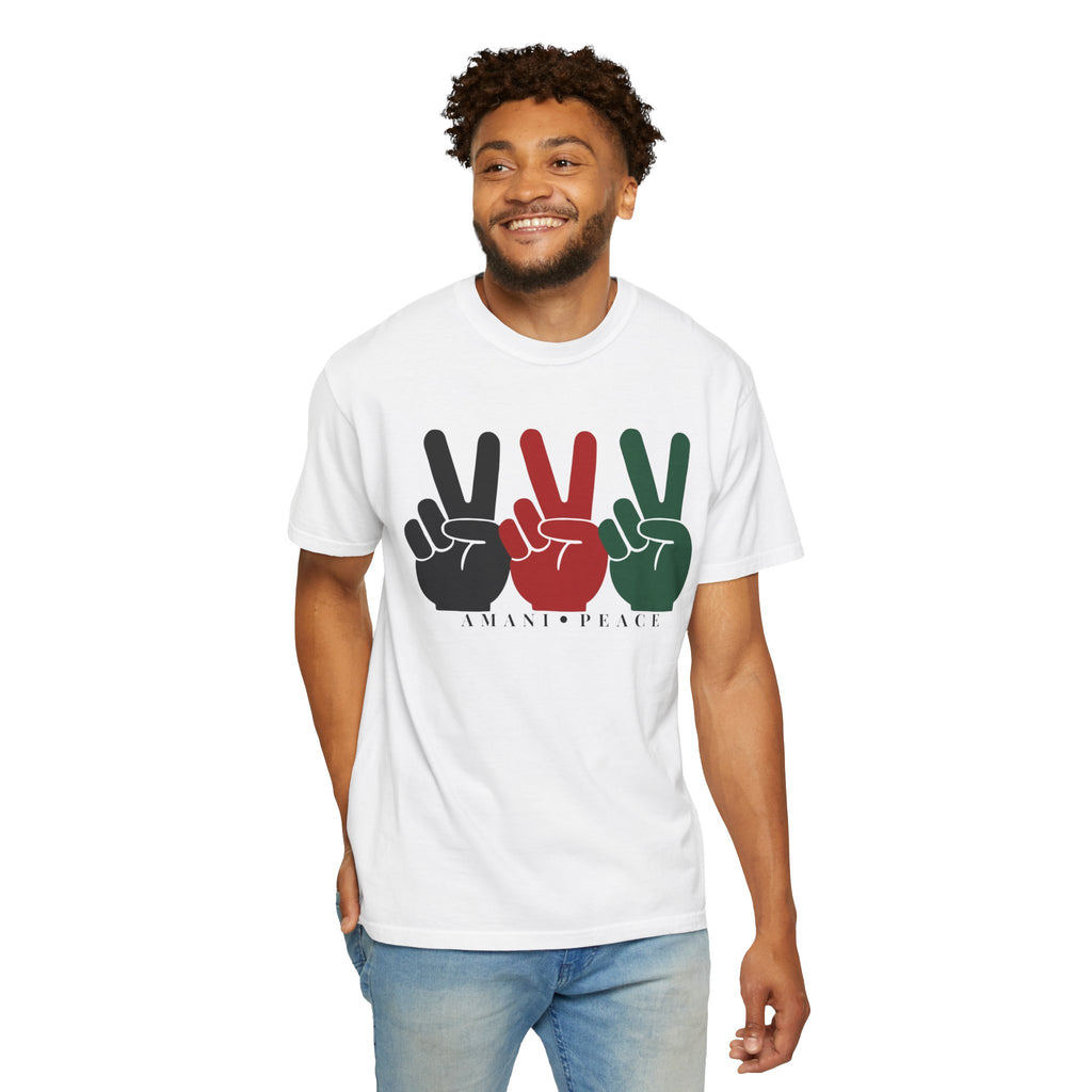 Peace Sign Trio T-Shirt — Black Red Green Retro Vibes