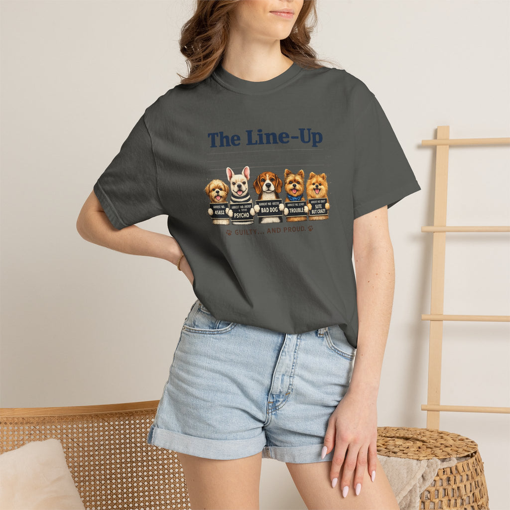 The Line-Up Cute Dog Mugshot T-Shirt — "Guilty and Adorable"