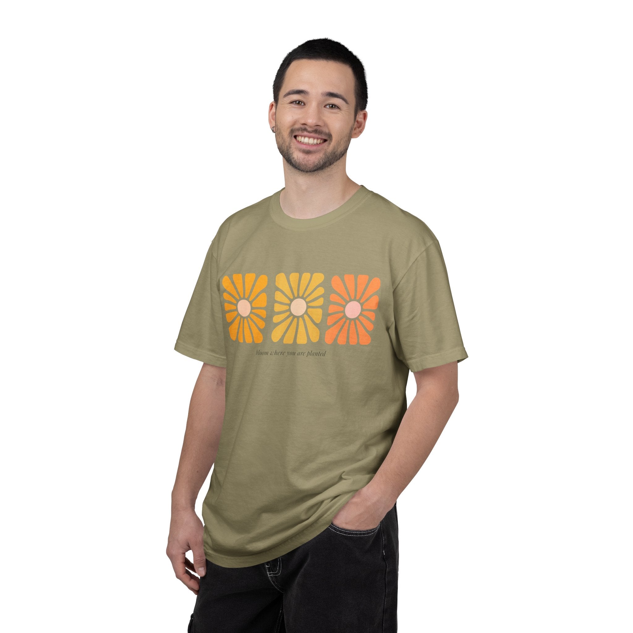 Retro 3-Daisy Graphic T-Shirt — "Bloom in the Present"