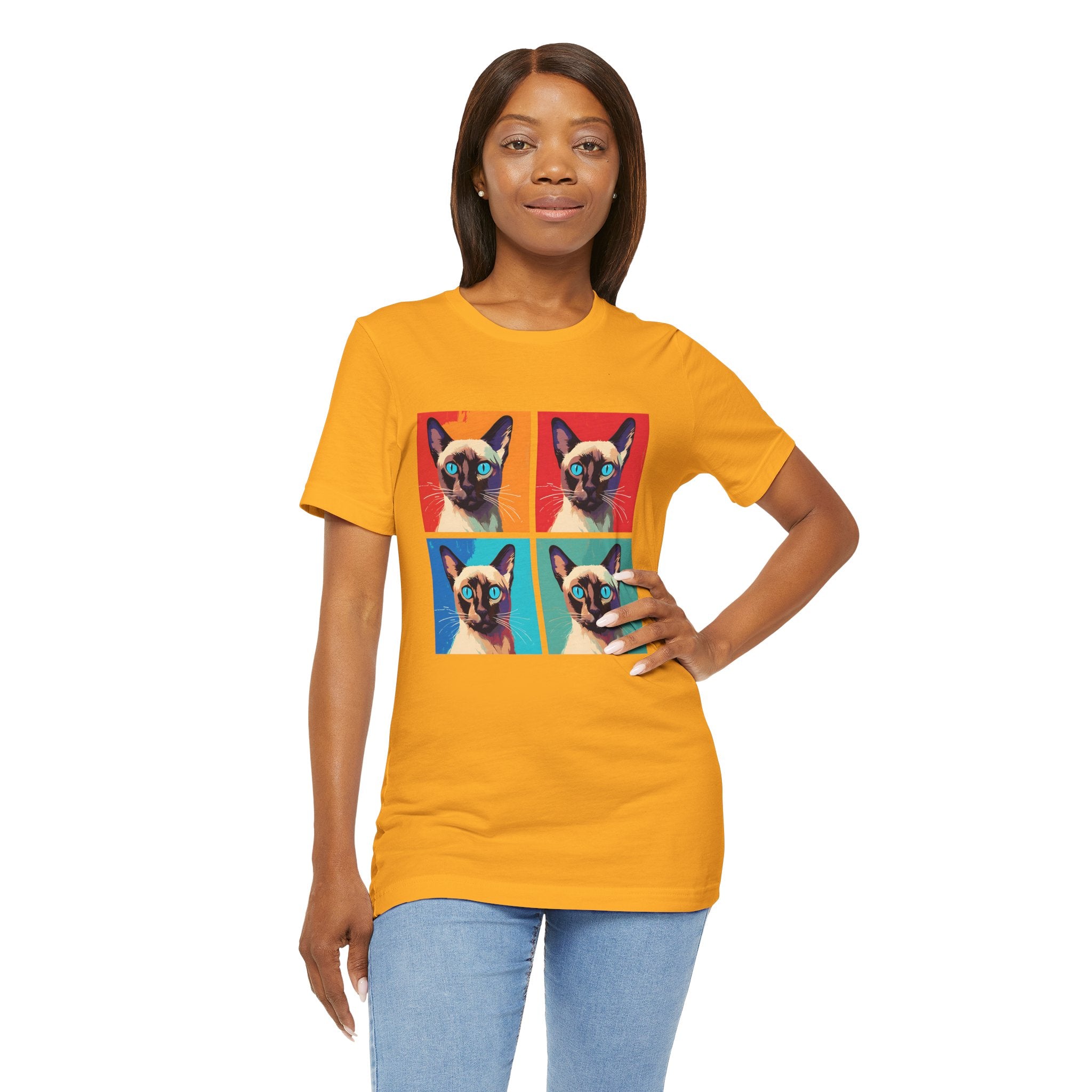 Colorful Siamese Cat Tee, Fun Graphic T-Shirt, Cat Lover Gift, Pop Art Style, Unique Animal Shirt, Casual Wear, Birthday Present
