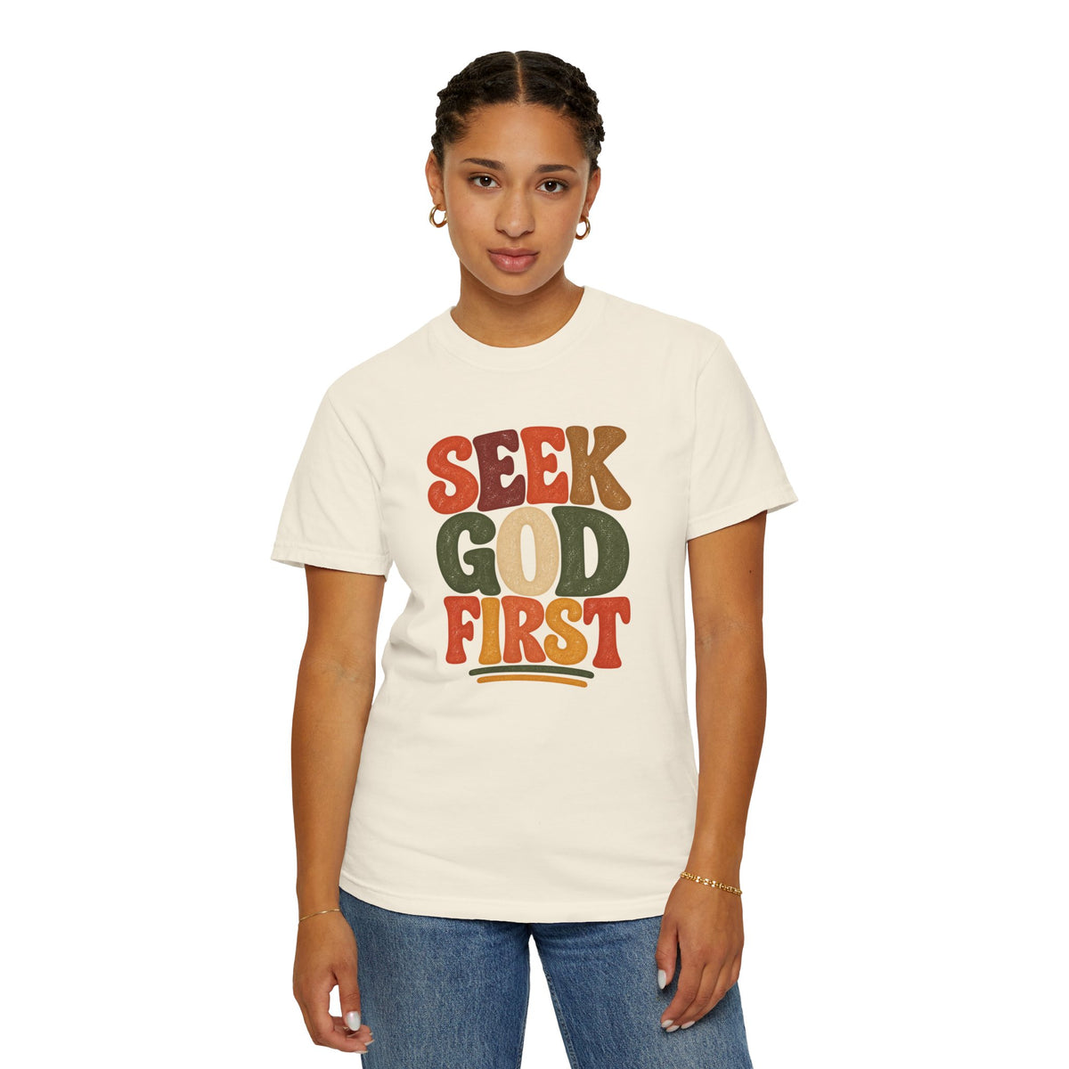 Seek God First Christian T-Shirt – Retro Faith Graphic Tee