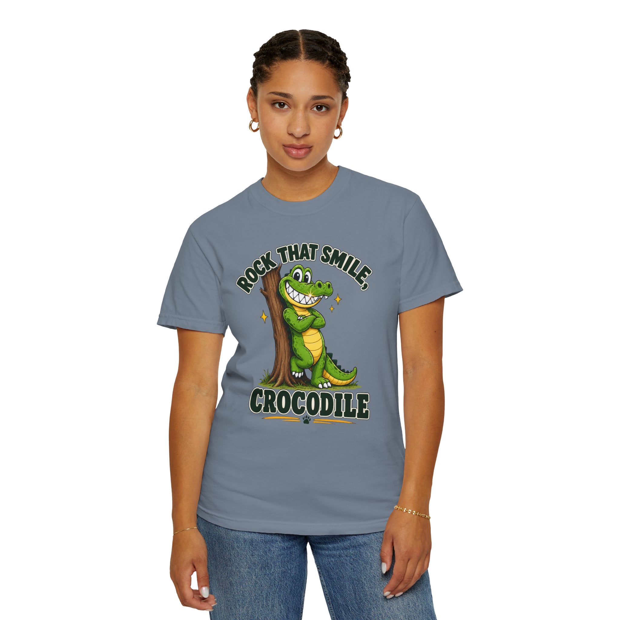 Rock That Smile Crocodile Adult Tee – Fun Graphic Crocodile Shirt