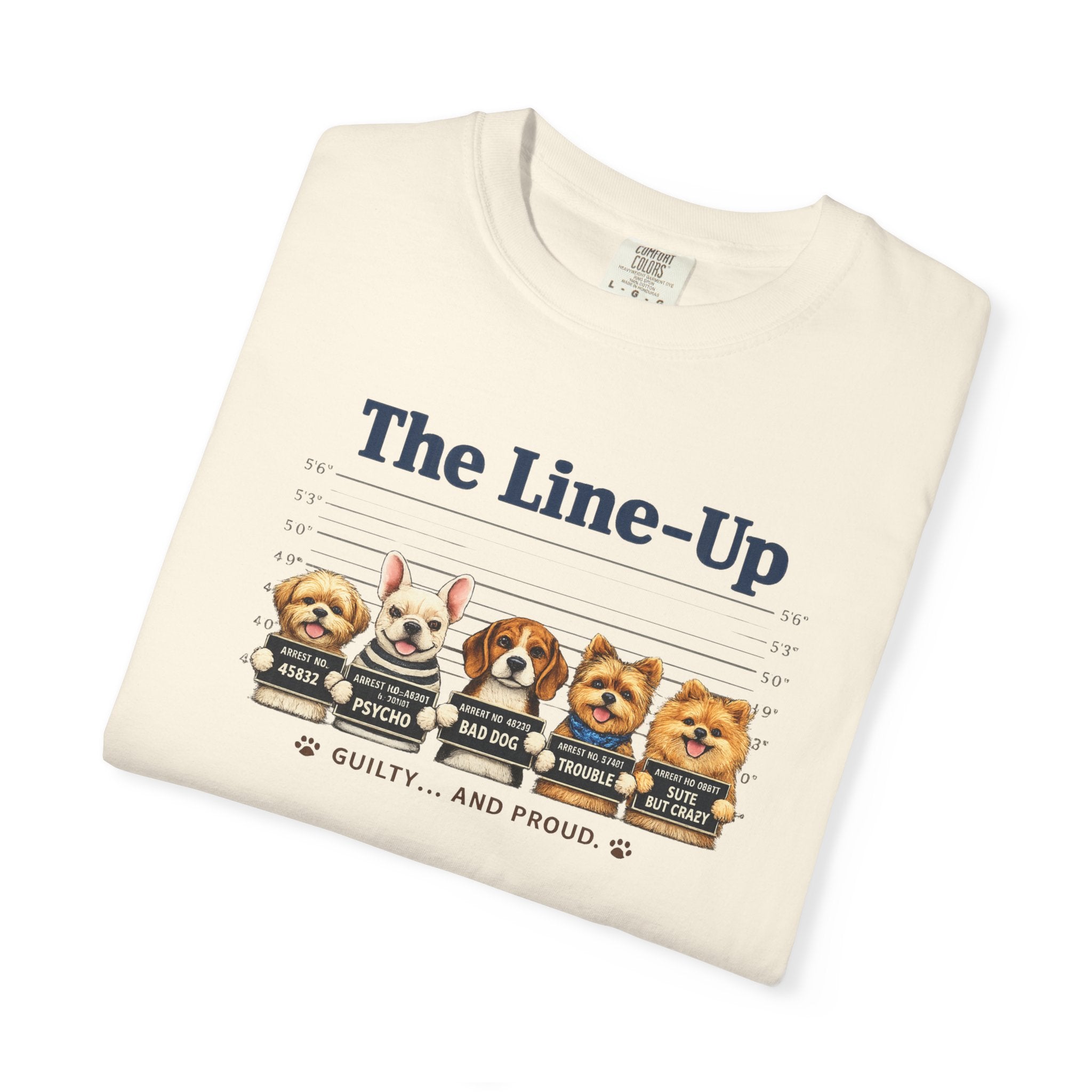 The Line-Up Cute Dog Mugshot T-Shirt — "Guilty and Adorable"