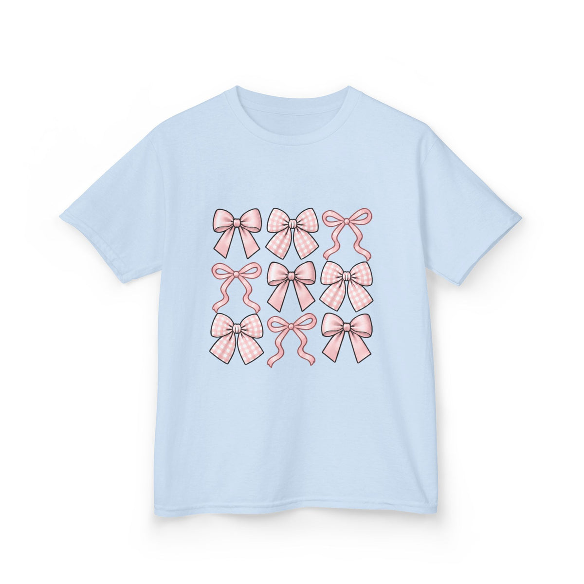 Pretty in Bows Girls’ Tee – Pink Ribbon Grid Shirt