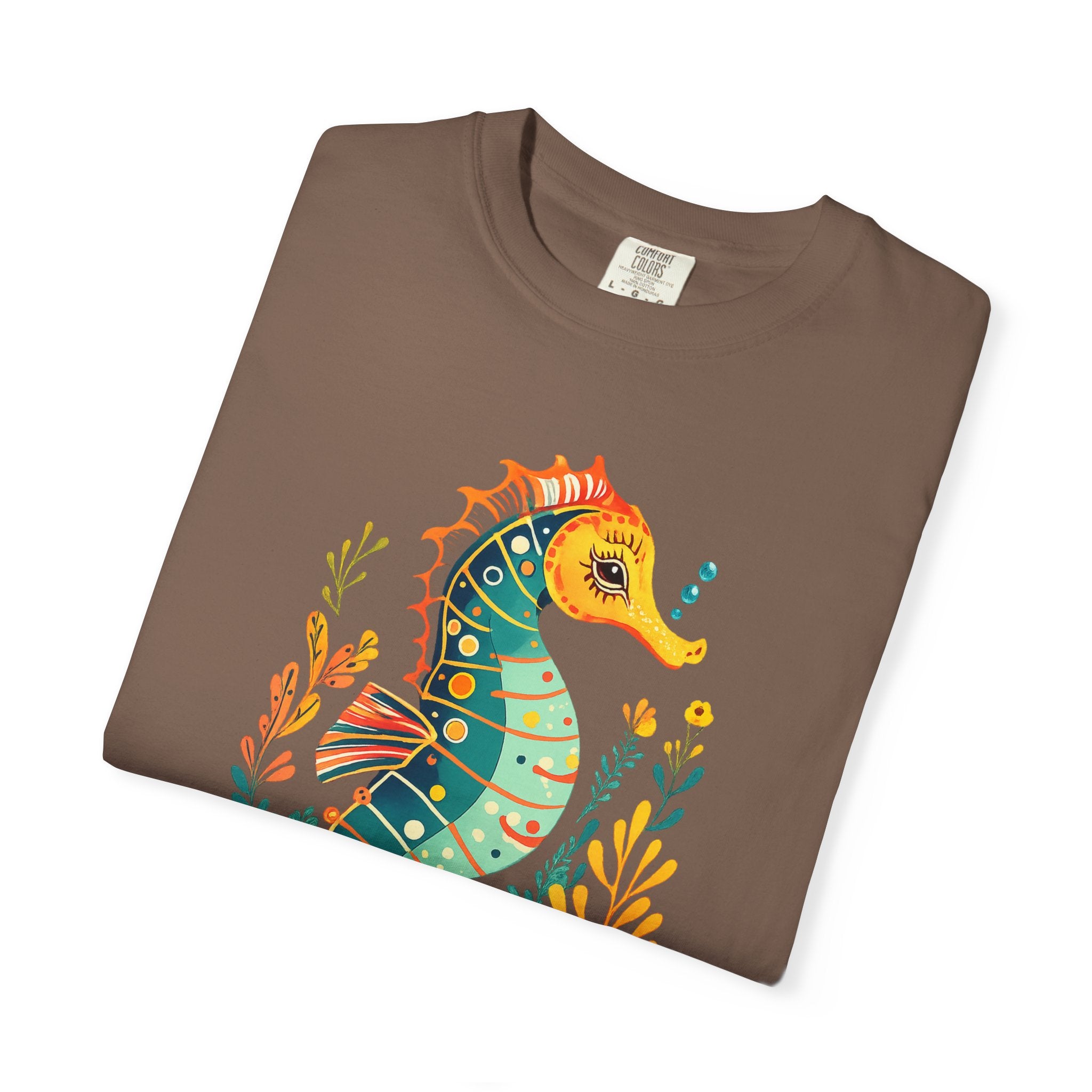 Seahorse Floral T-Shirt — Colorful Ocean Illustration Tee