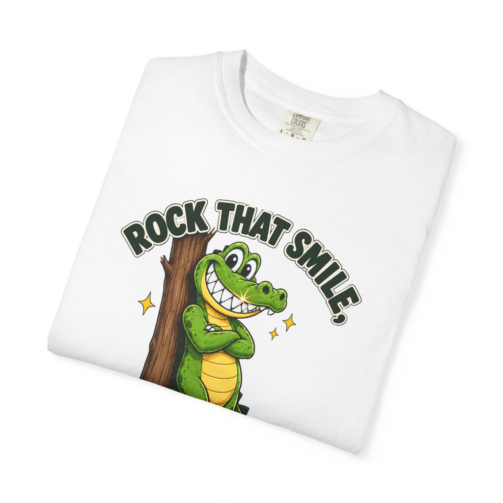 Rock That Smile Crocodile Adult Tee – Fun Graphic Crocodile Shirt