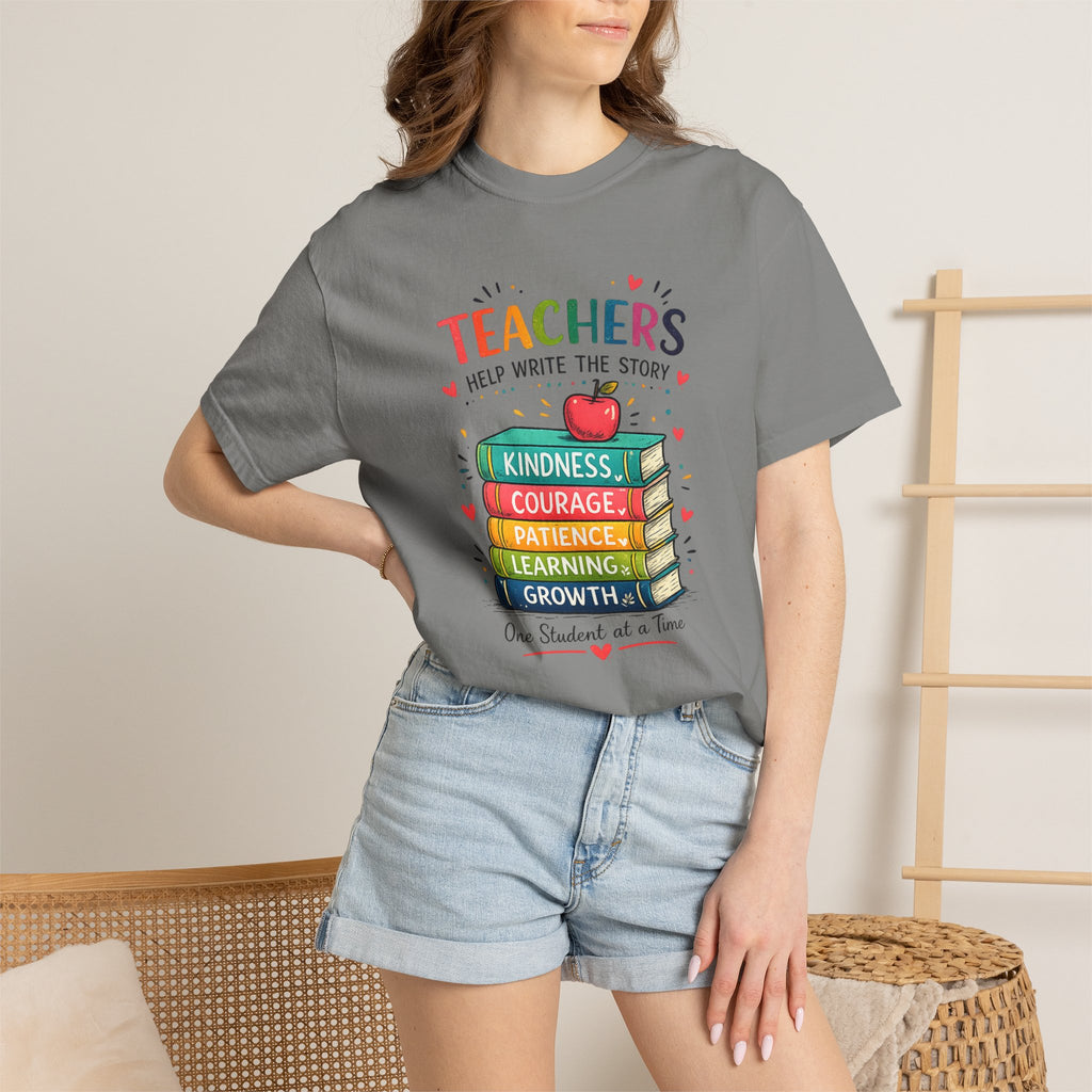 Teachers Help Write the Story Personalized Teacher T-Shirt™ | Custom Name Back | Premium Teacher Gift