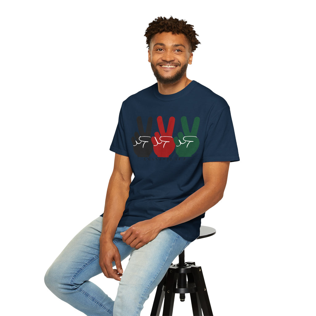 Peace Sign Trio T-Shirt — Black Red Green Retro Vibes