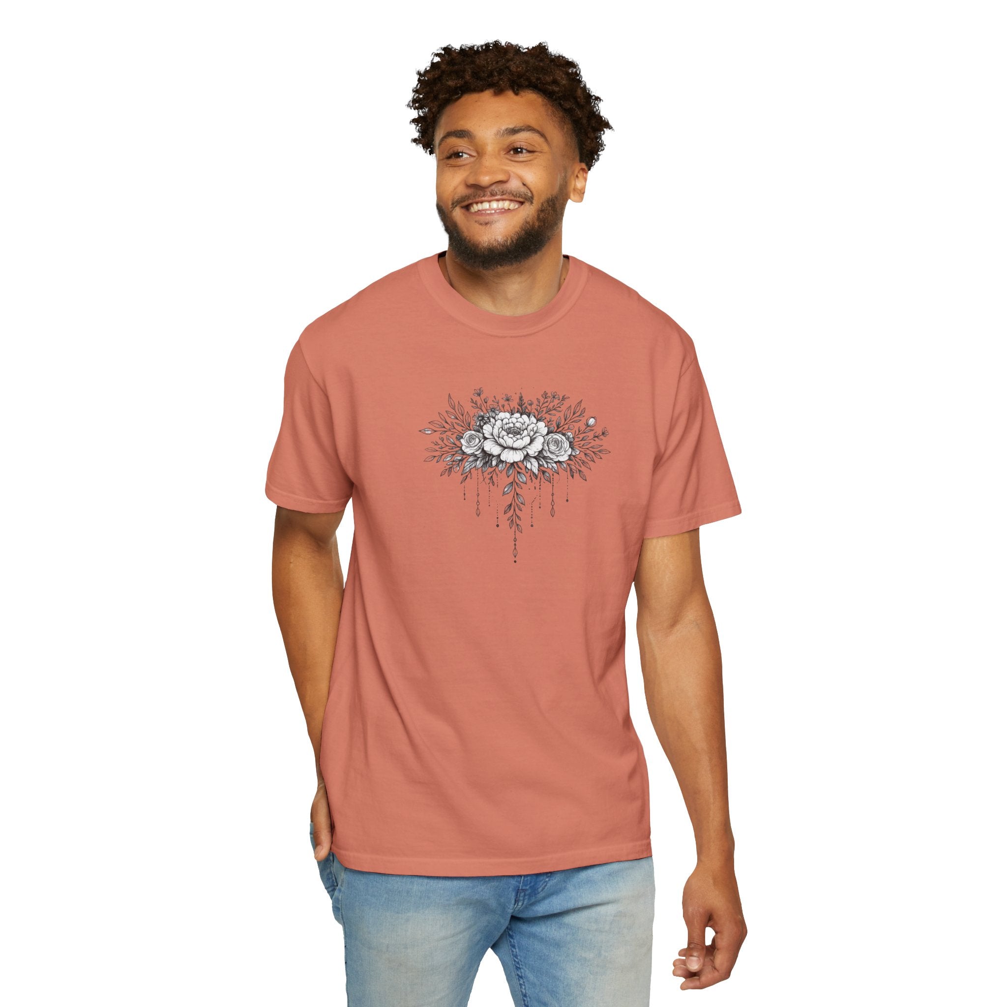 Floral Sketch T-Shirt — Vintage Black Rose Illustration