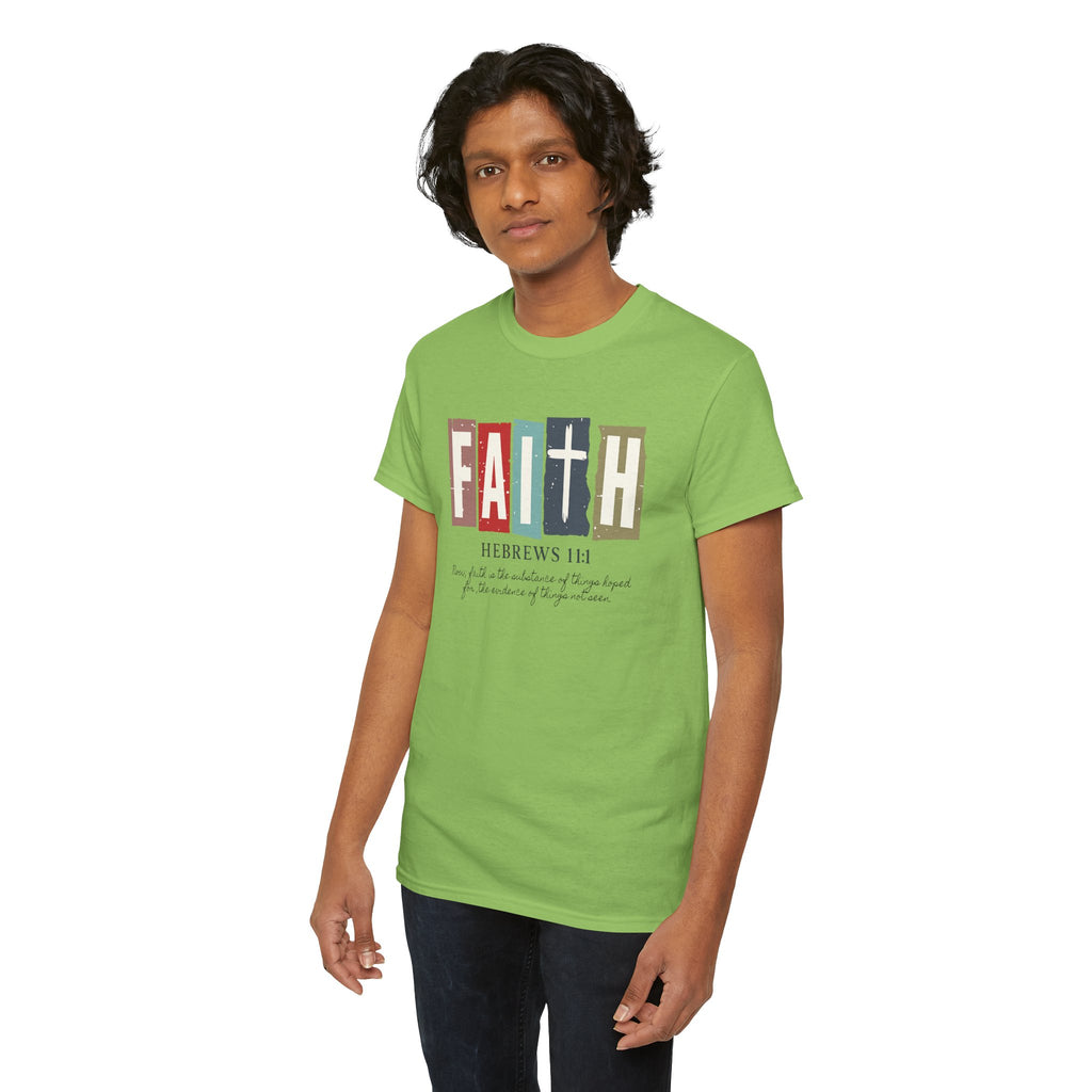 Funky Christian Tee - Colorful FAITH Design - Hebrews 11:1