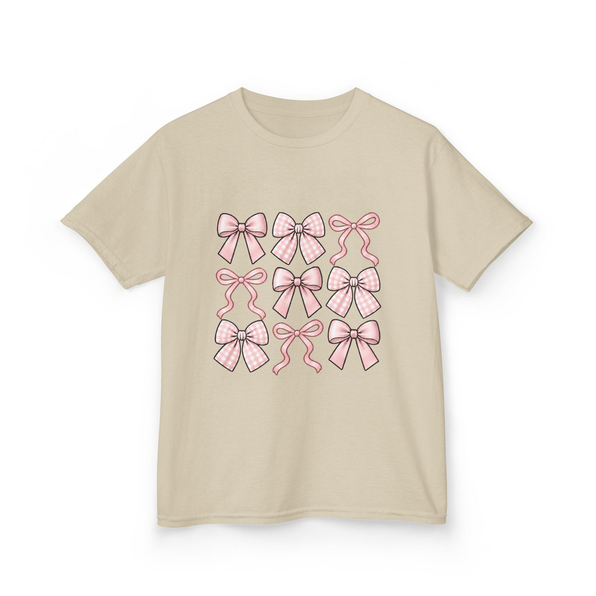 Pretty in Bows Girls’ Tee – Pink Ribbon Grid Shirt