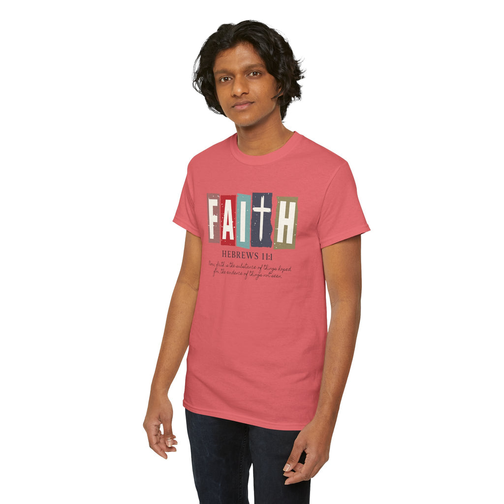 Funky Christian Tee - Colorful FAITH Design - Hebrews 11:1