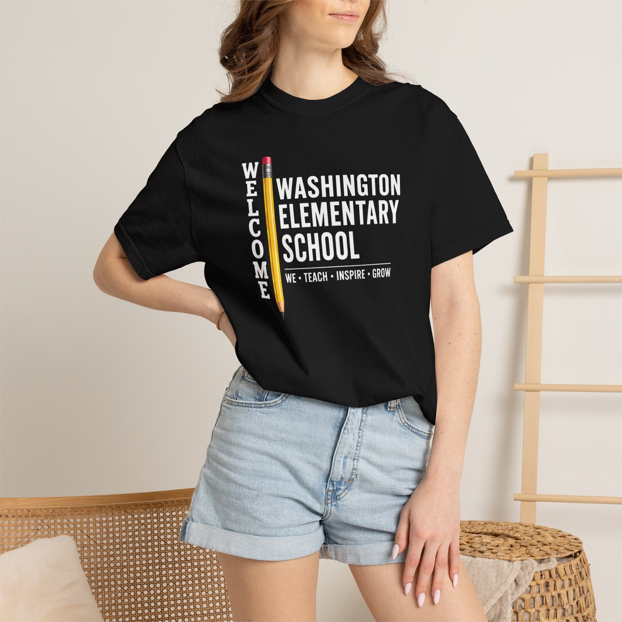 Washington Elementary School Welcome T-Shirt — 'Welcome' Pencil Design