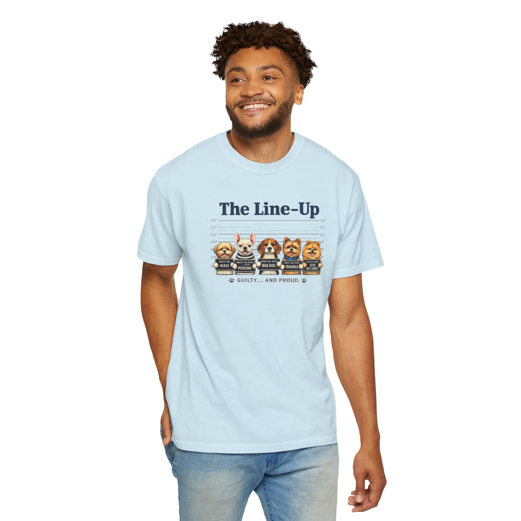 The Line-Up Cute Dog Mugshot T-Shirt — "Guilty and Adorable"