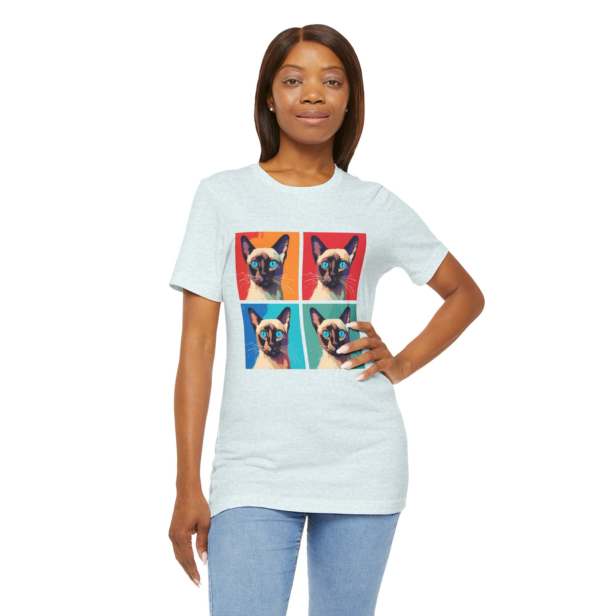 Colorful Siamese Cat Tee, Fun Graphic T-Shirt, Cat Lover Gift, Pop Art Style, Unique Animal Shirt, Casual Wear, Birthday Present