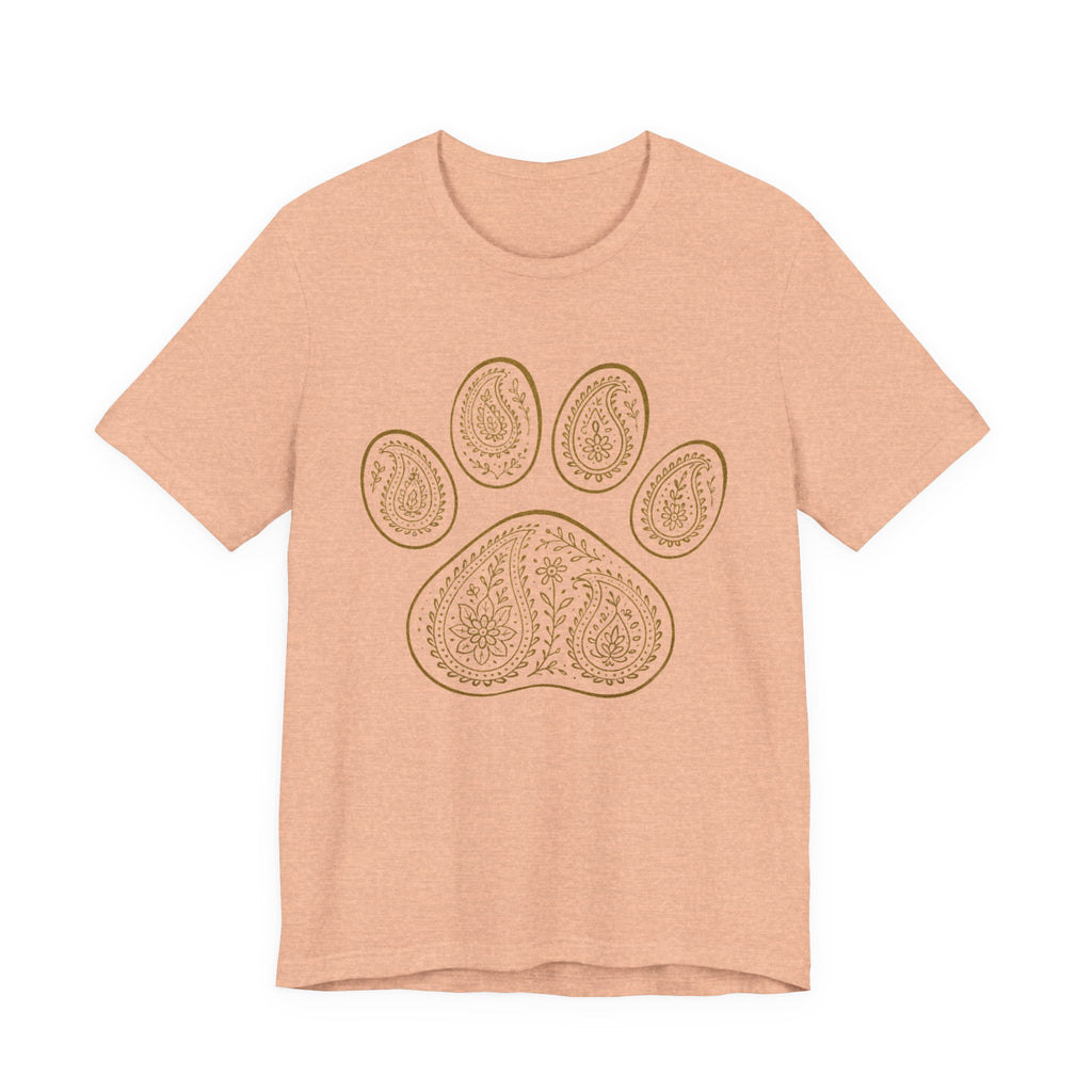Gold Paisley Paw Print Tee