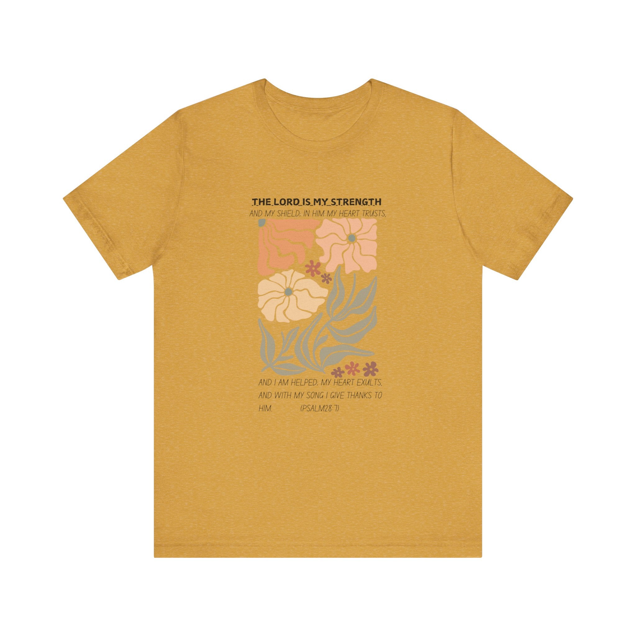 Boho Retro Flower T-shirt with Psalm 28:7 Tee