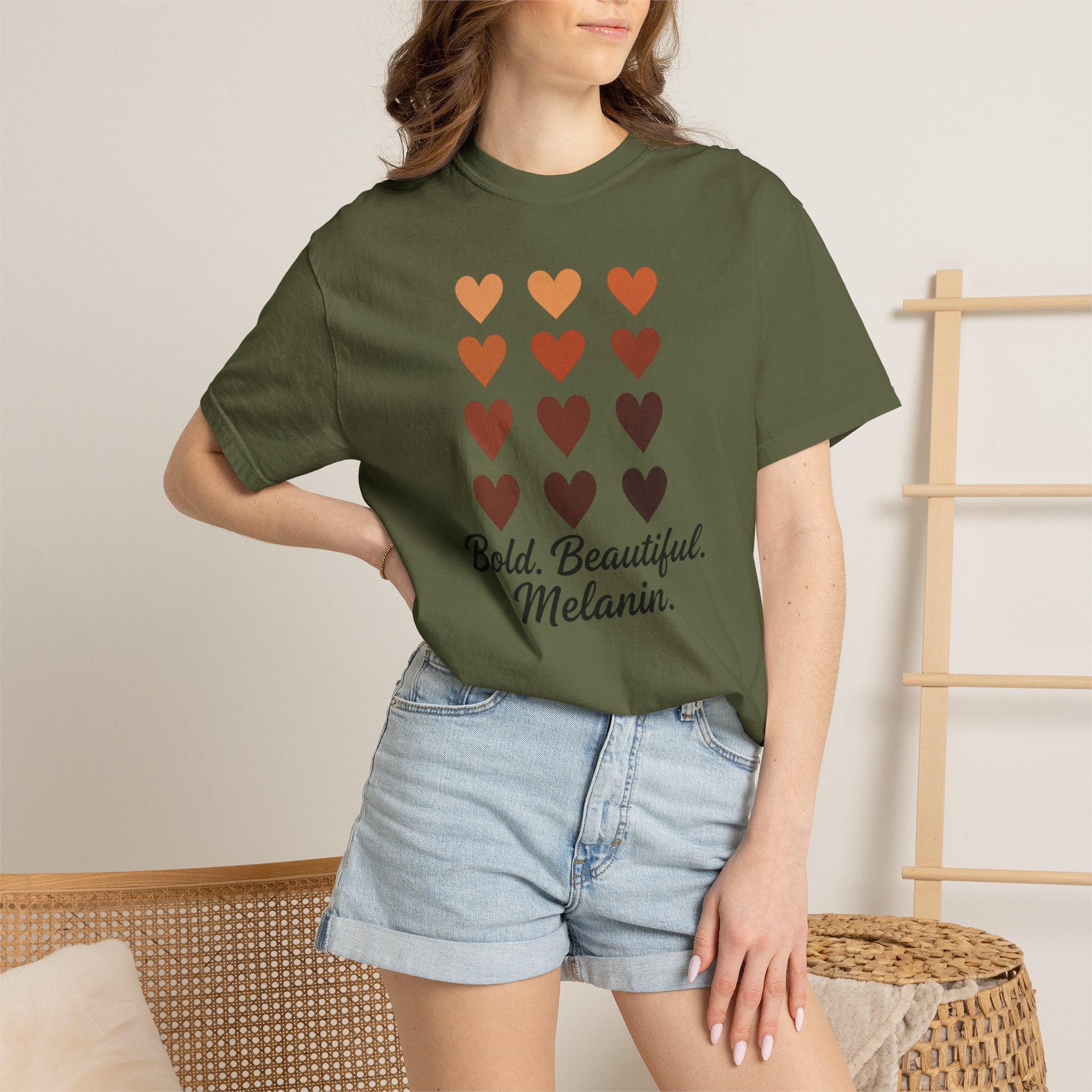 Bold Beautiful Melanin Hearts Tee