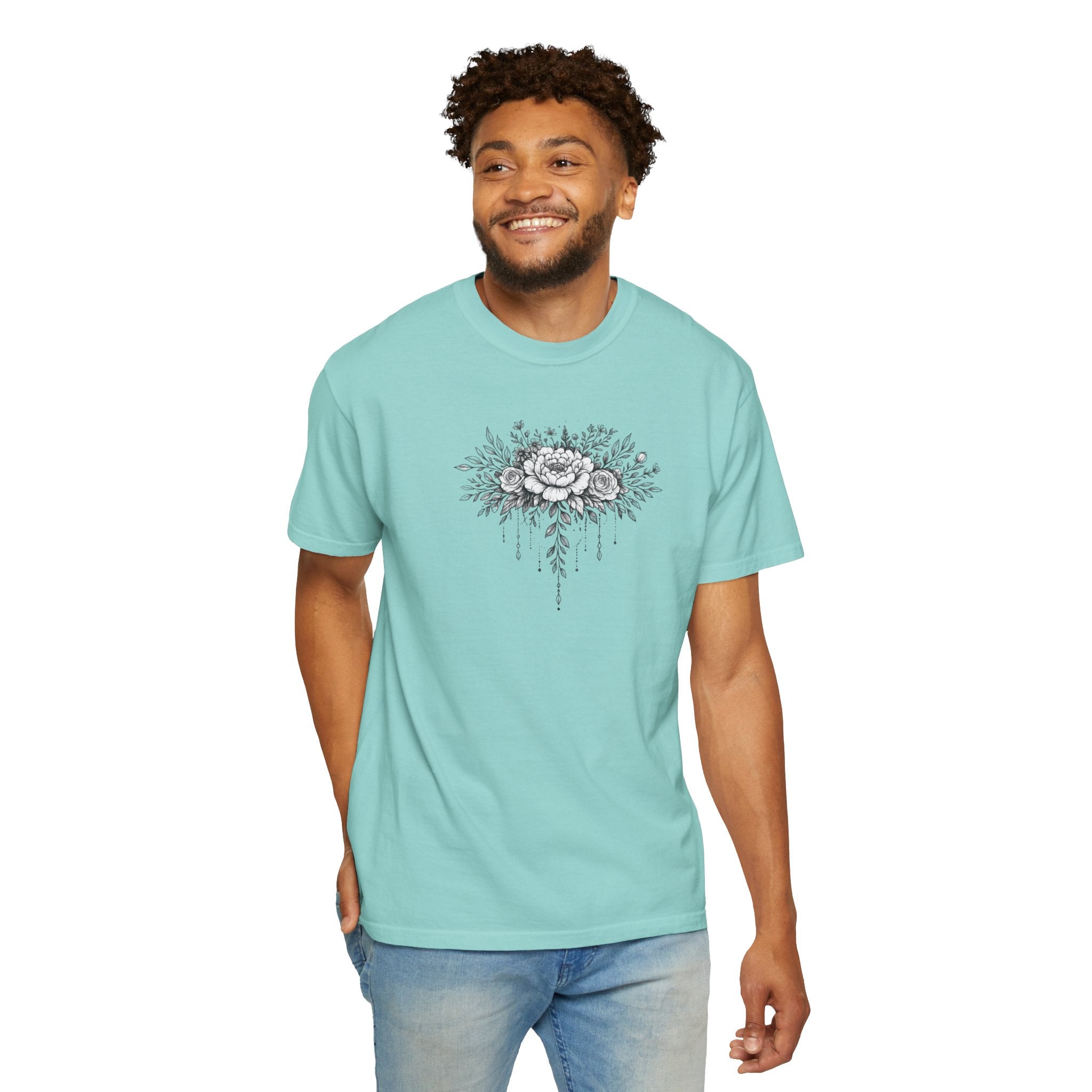 Floral Sketch T-Shirt — Vintage Black Rose Illustration