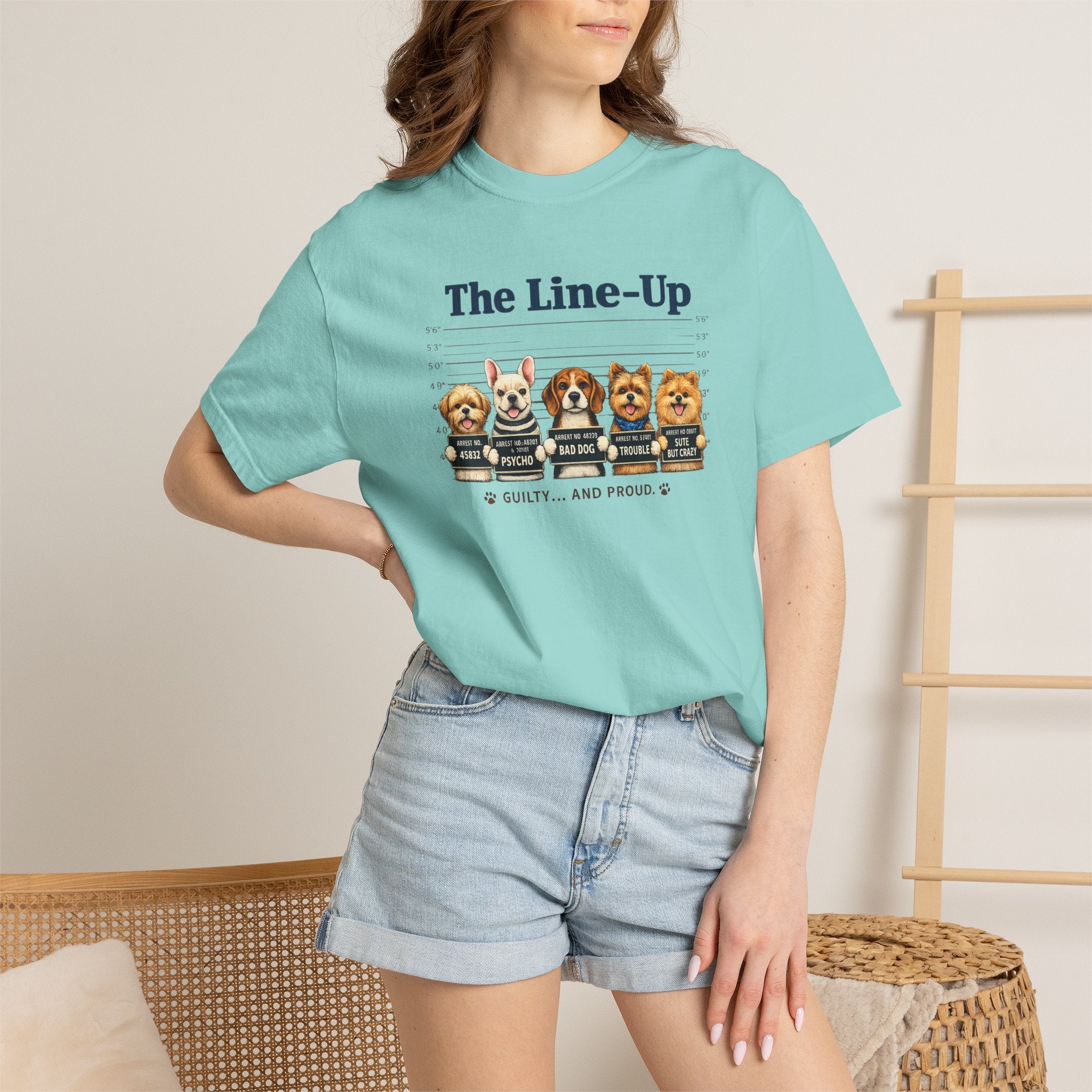 The Line-Up Cute Dog Mugshot T-Shirt — "Guilty and Adorable"