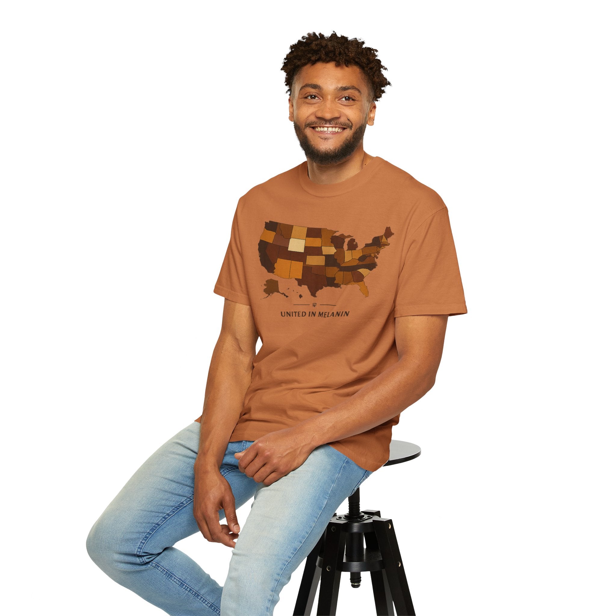 United in Melanin T-Shirt — Brown Shades USA Map Pride Tee