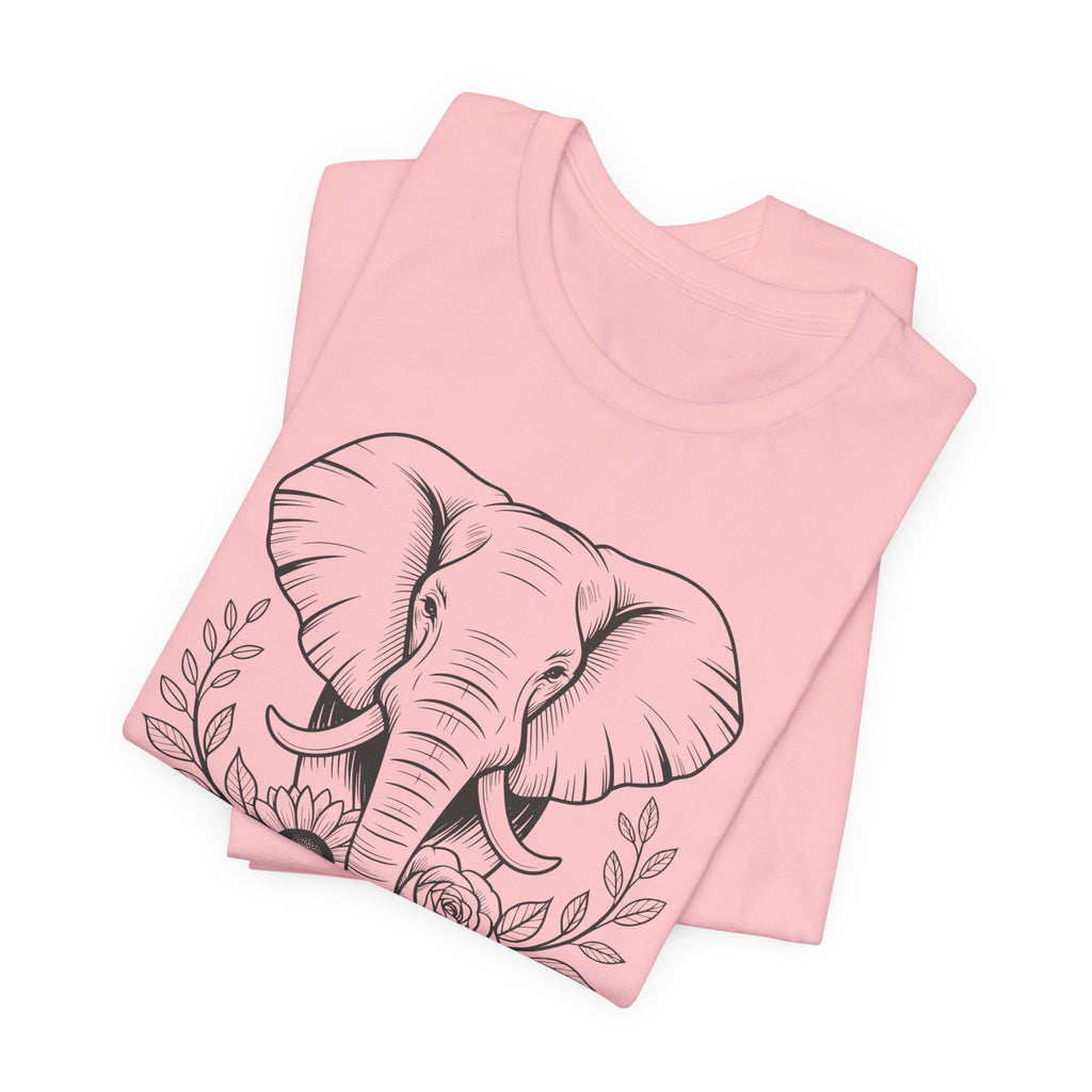 Elephant & Floral Strength T-Shirt — "Strength Meets Beauty"