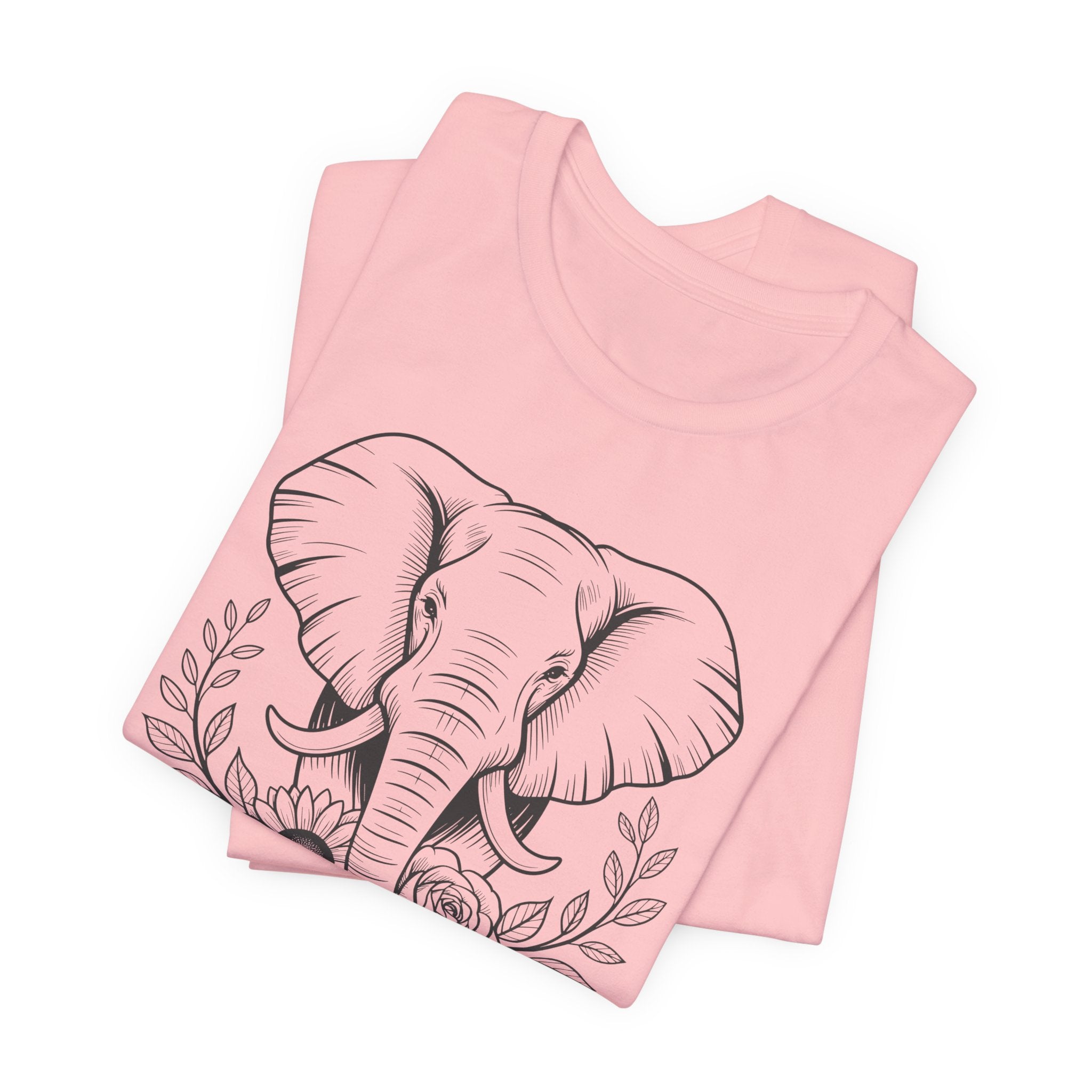 Elephant & Floral Strength T-Shirt — "Strength Meets Beauty"