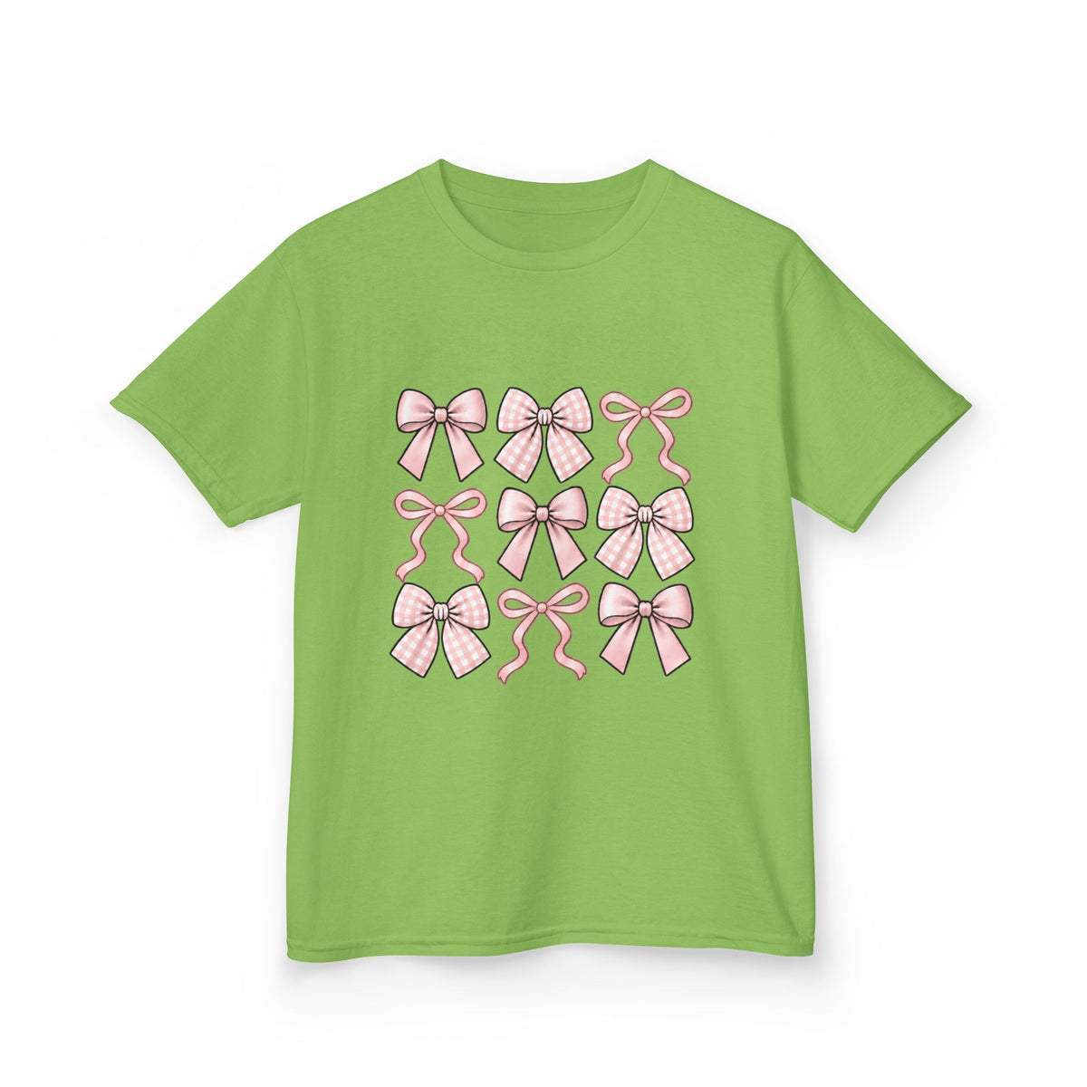 Pretty in Bows Girls’ Tee – Pink Ribbon Grid Shirt