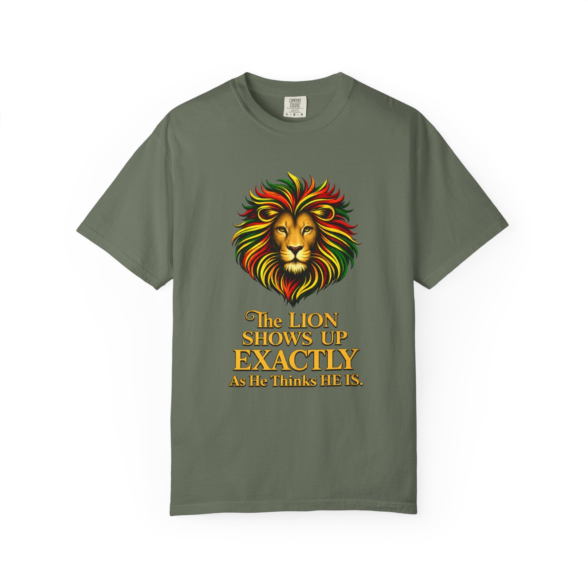 Lion T-Shirt — "The Lion Shows Up Exactly As He Thinks He Is" BLACK COLLECTION